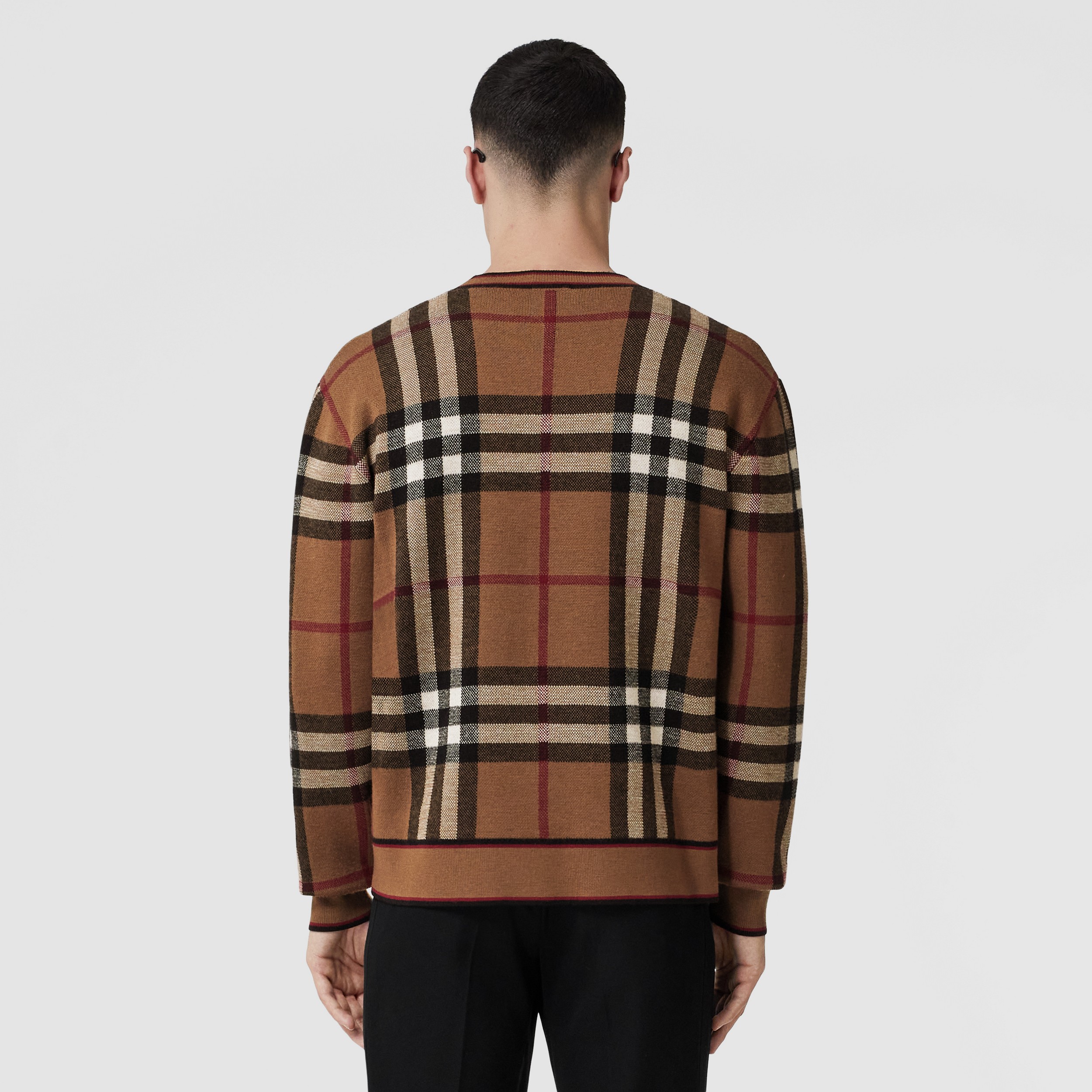 Suéter xadrez de lã em jacquard (Marrom Bétula) - Homens | Burberry® oficial - 2