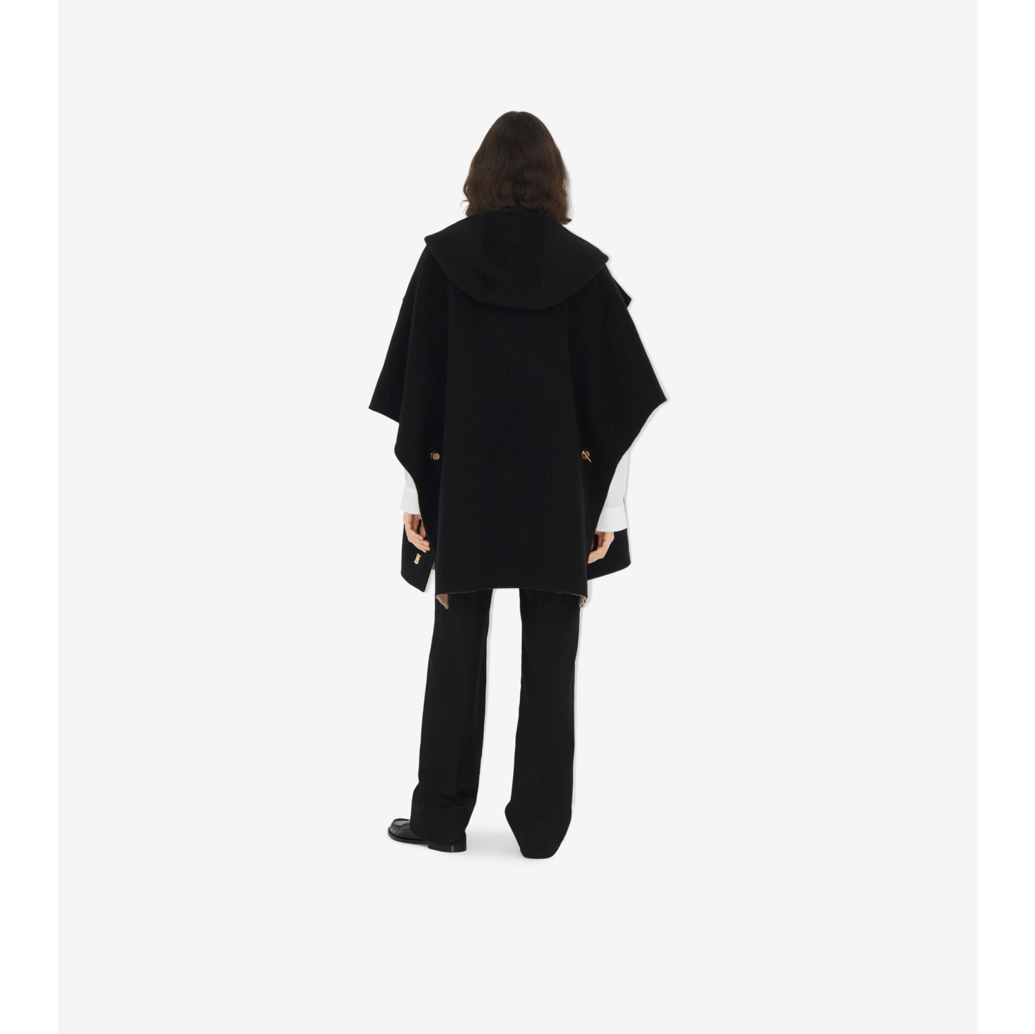 Cashmere Reversible Hooded Cape in Black/archive Beige | Burberry® Official