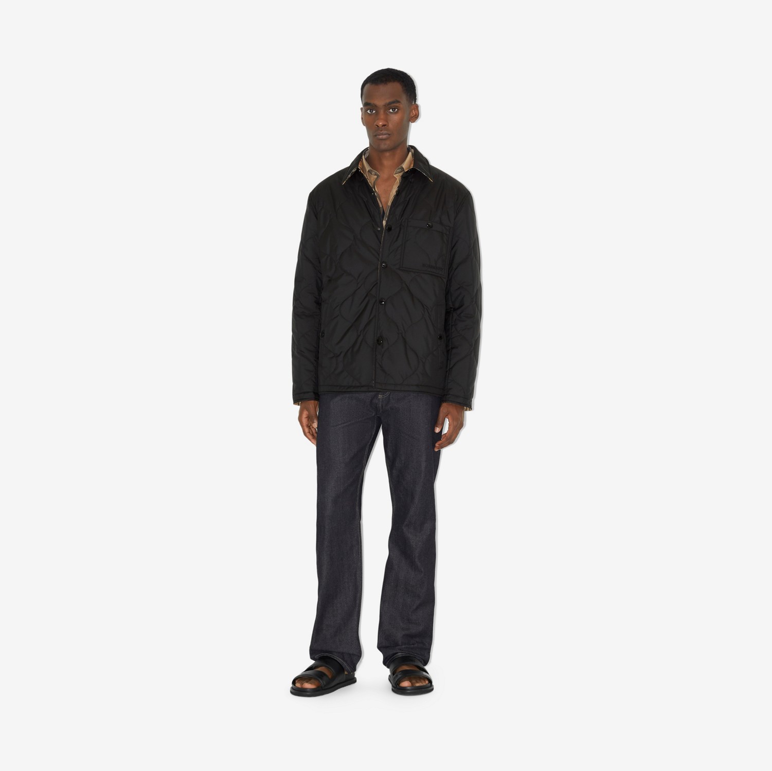 チェック キルティング リバーシブル オーバーシャツ (ブラック) - メンズ | Burberry®公式サイト
