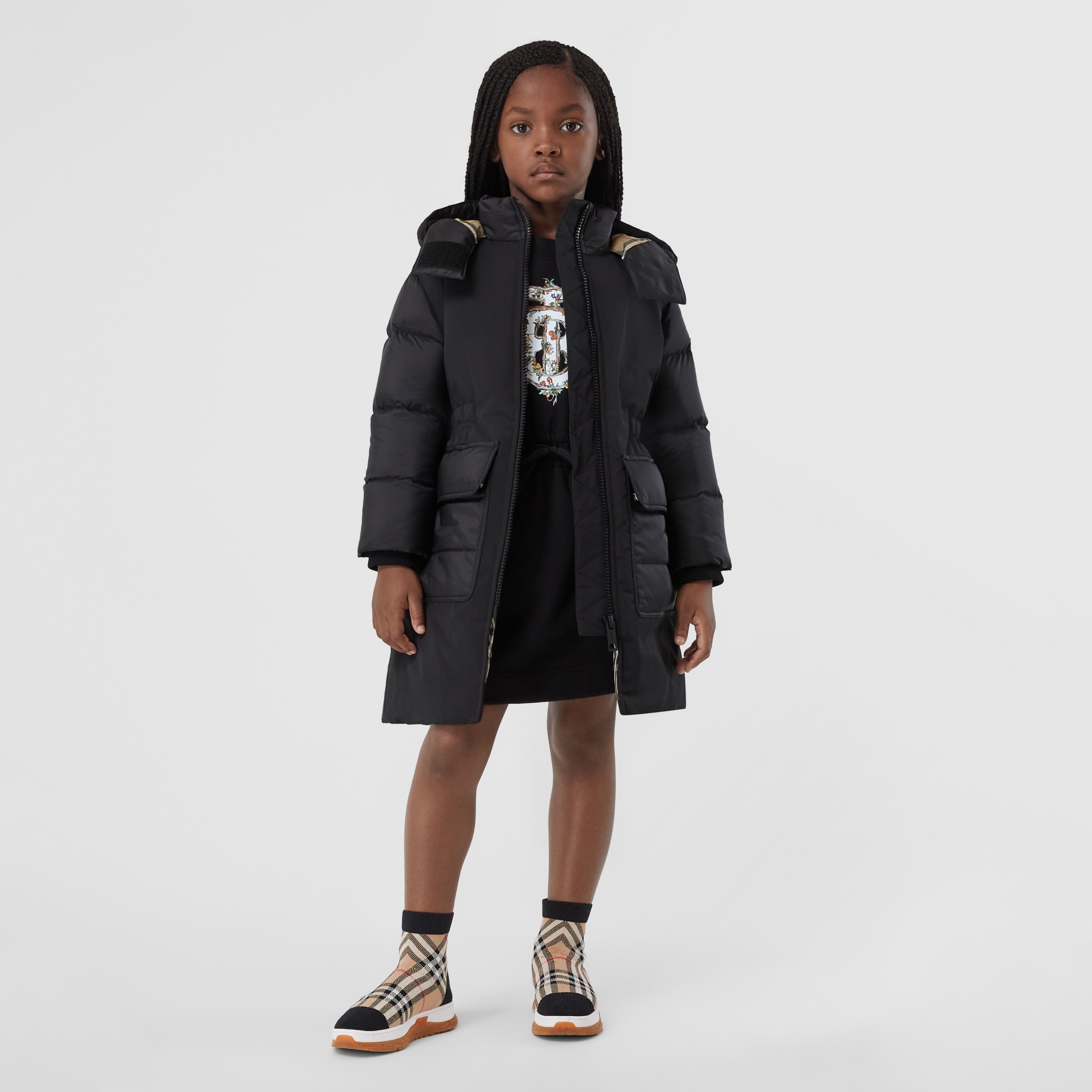 Robe à manches longues en coton Monogram (Noir) - Enfant | Site officiel Burberry® - 3