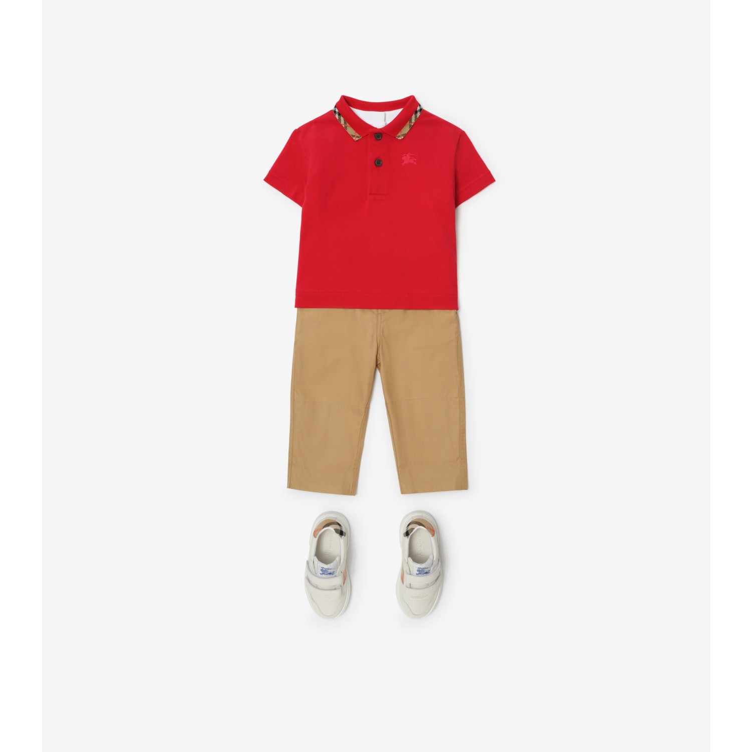 Check Collar Cotton Polo Shirt