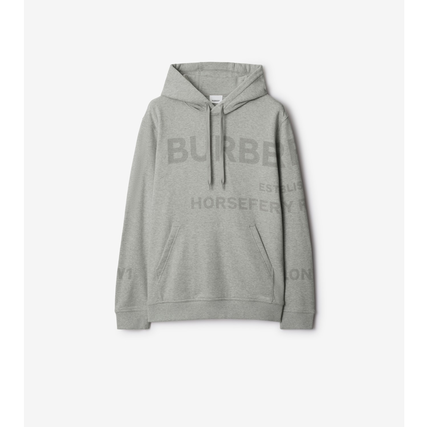 Horseferry Cotton Hoodie in Pale grey melange - Men | Burberry® Official