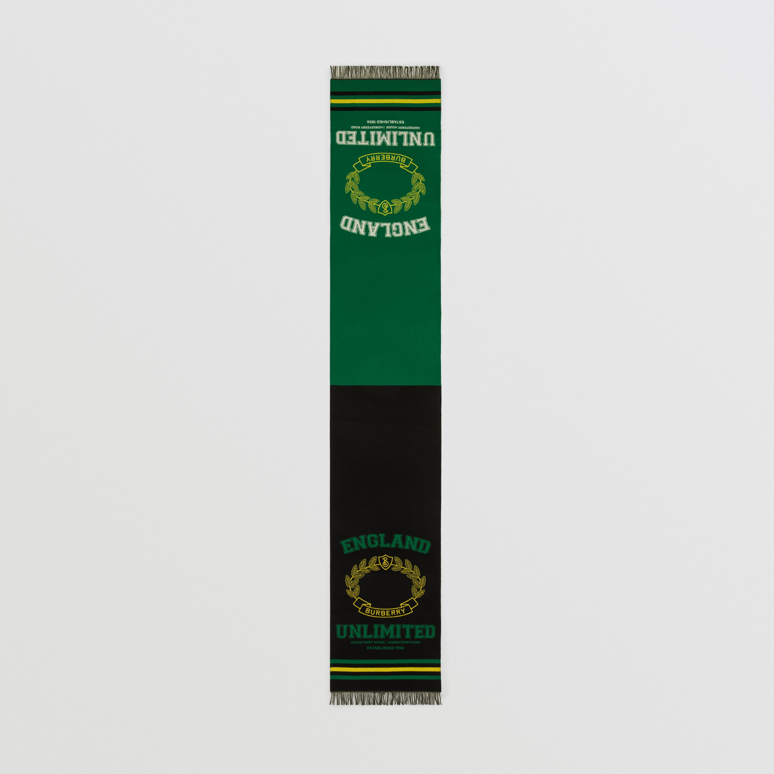 Oak Leaf Crest Wool Silk Jacquard Scarf in Green Black | Burberry® Official - 4