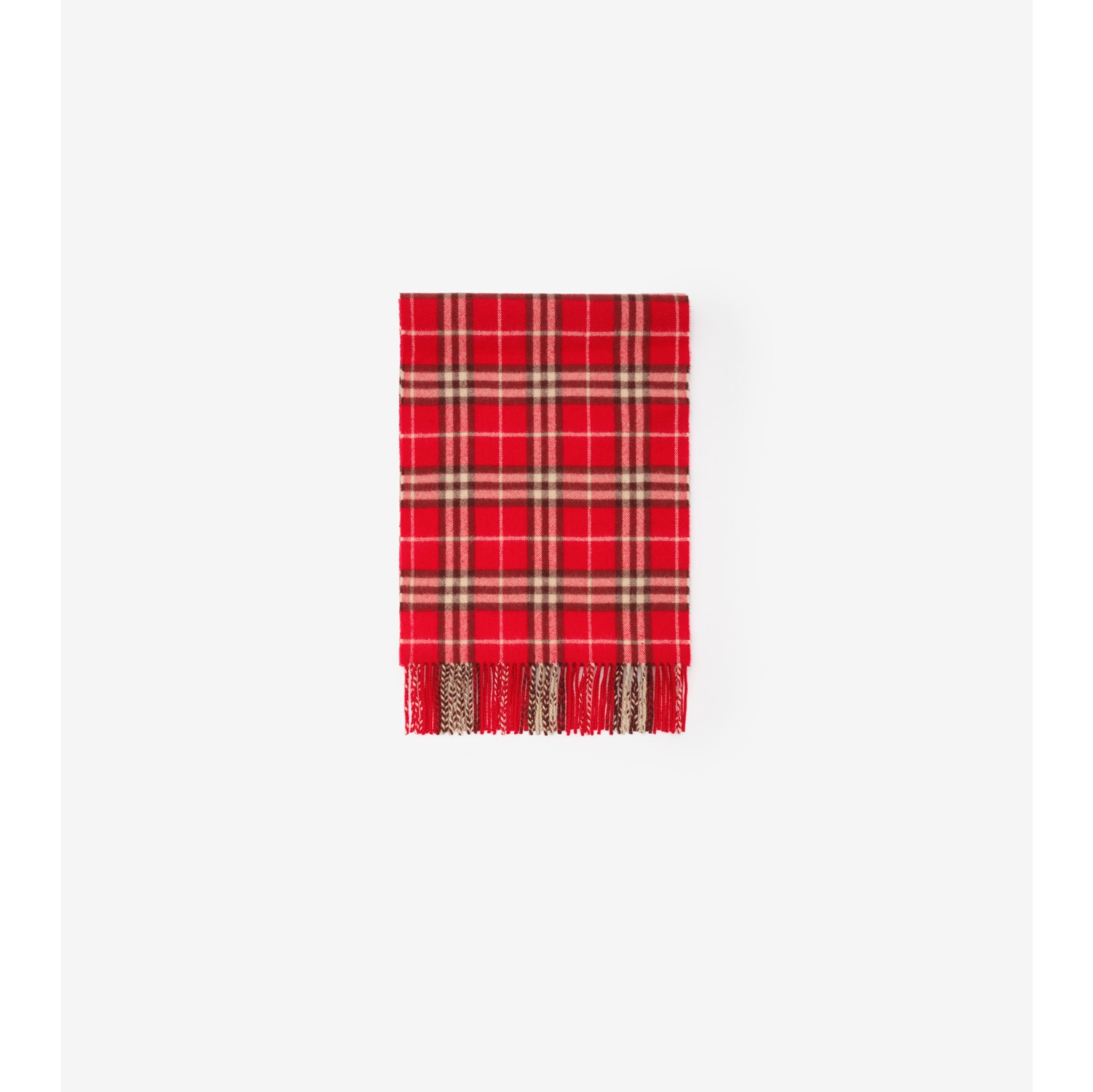 Check Cashmere Scarf in Crayon red | Burberry® Official