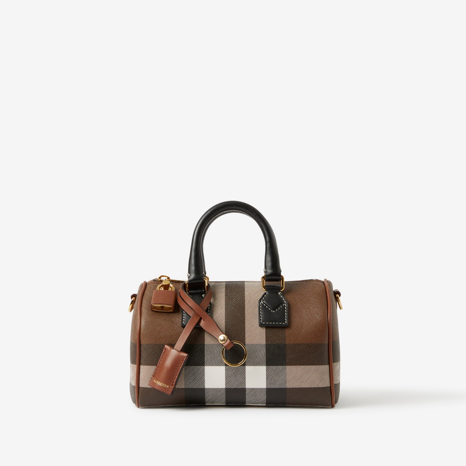 Mini Check Bowling Bag in Dark Birch Brown - Women | Burberry® Official