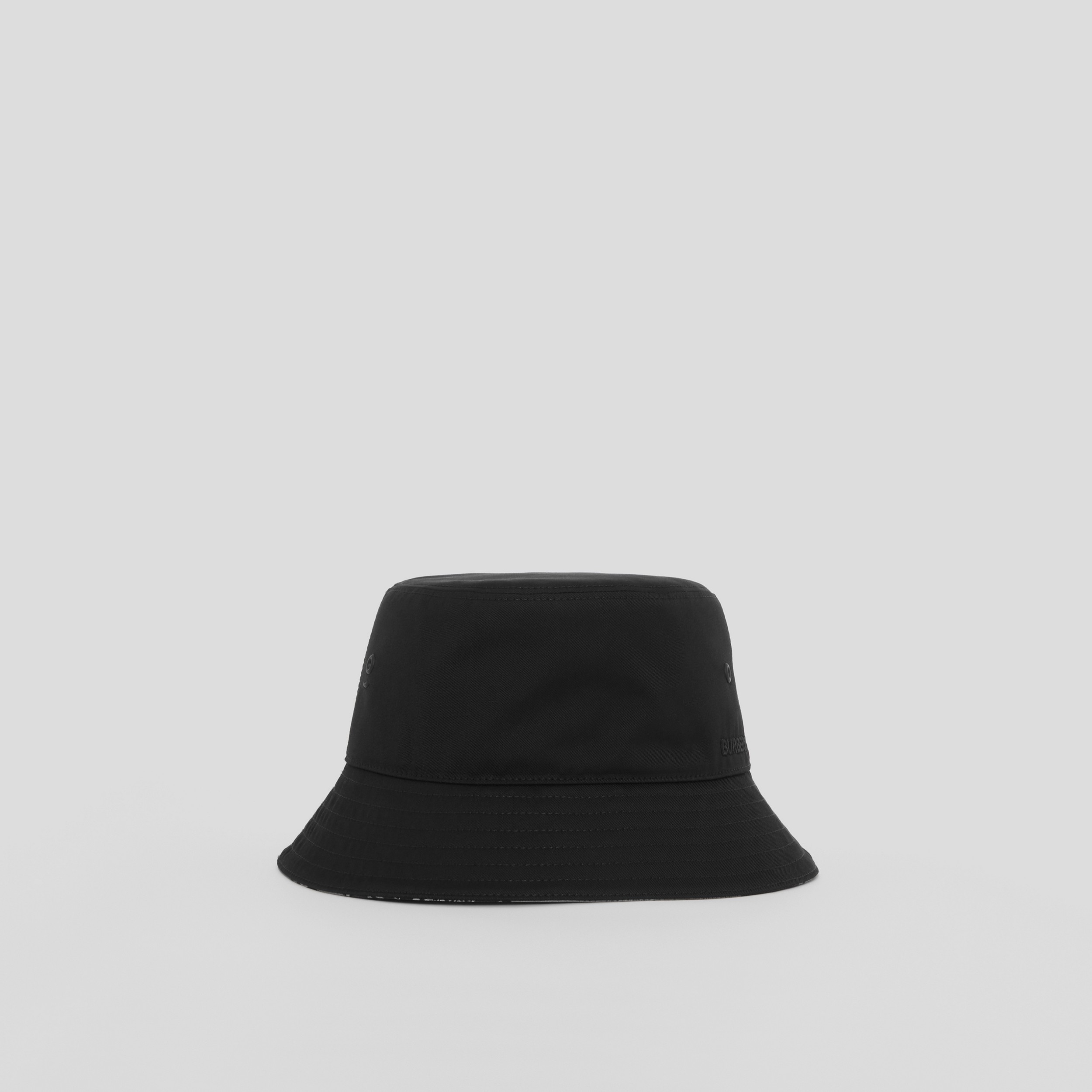 Embroidered Logo Cotton Gabardine Bucket Hat in Black | Burberry® Official - 1