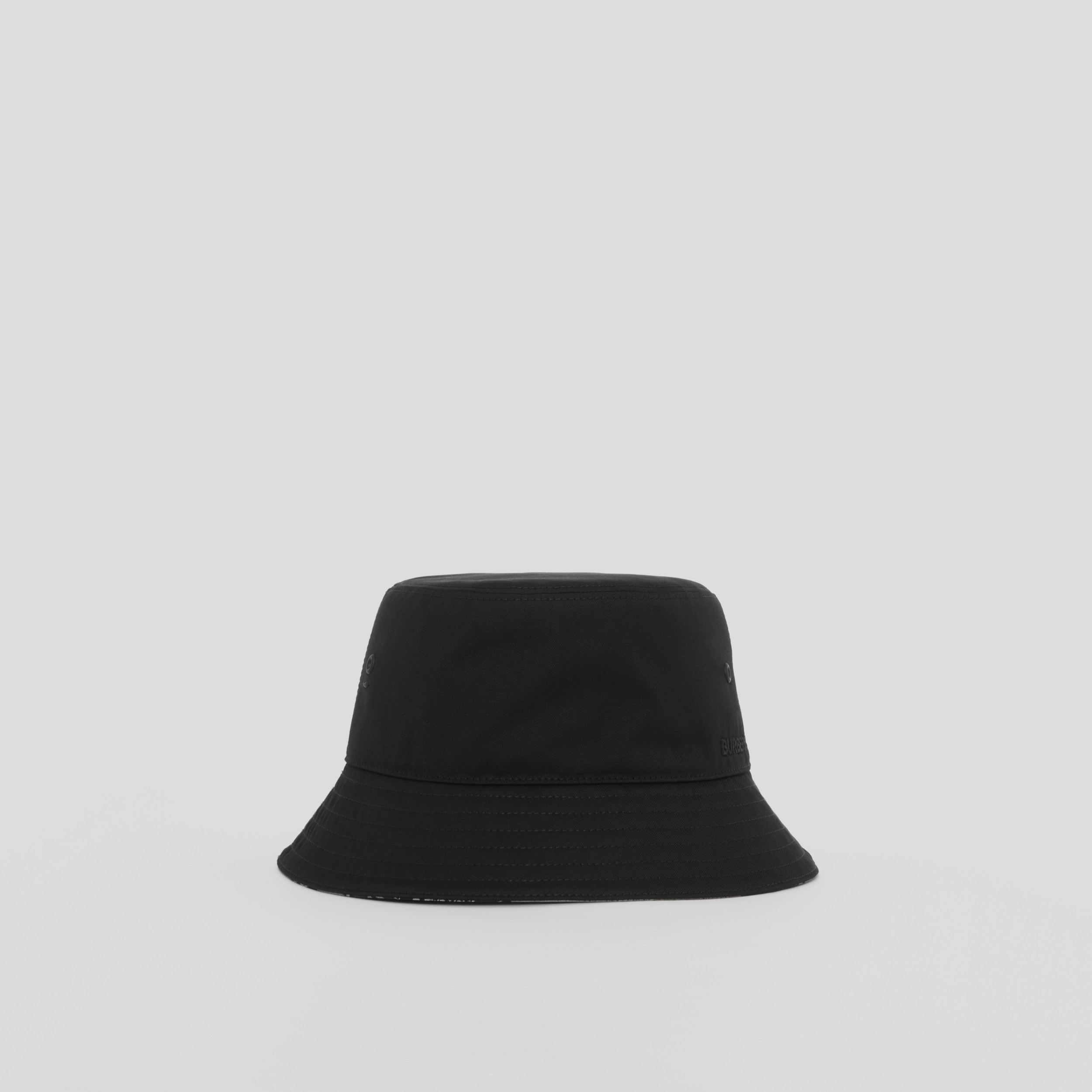 Embroidered Logo Cotton Gabardine Bucket Hat in Black | Burberry® Official