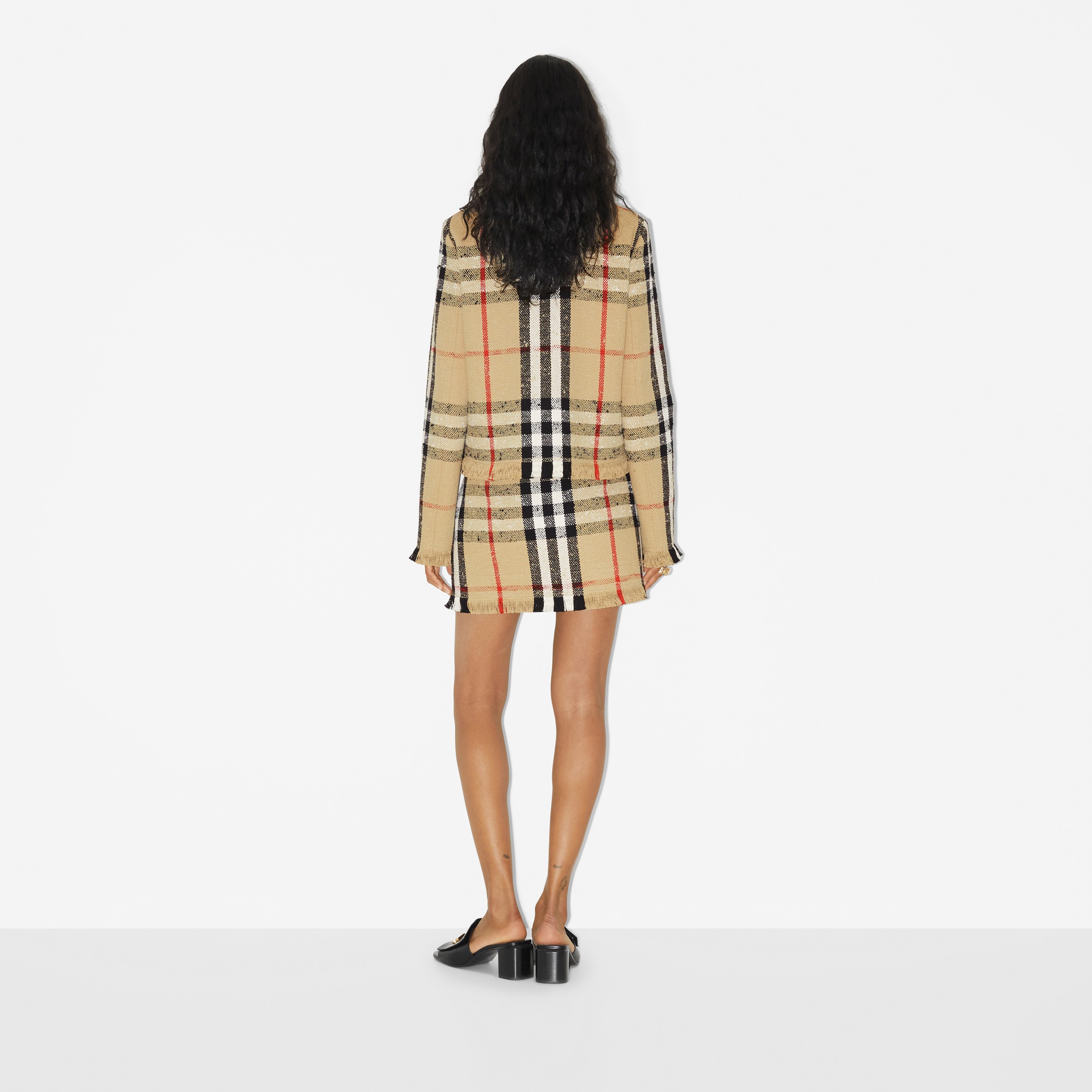 Check Bouclé Mini Skirt in Archive Beige - Women | Burberry® Official - 4