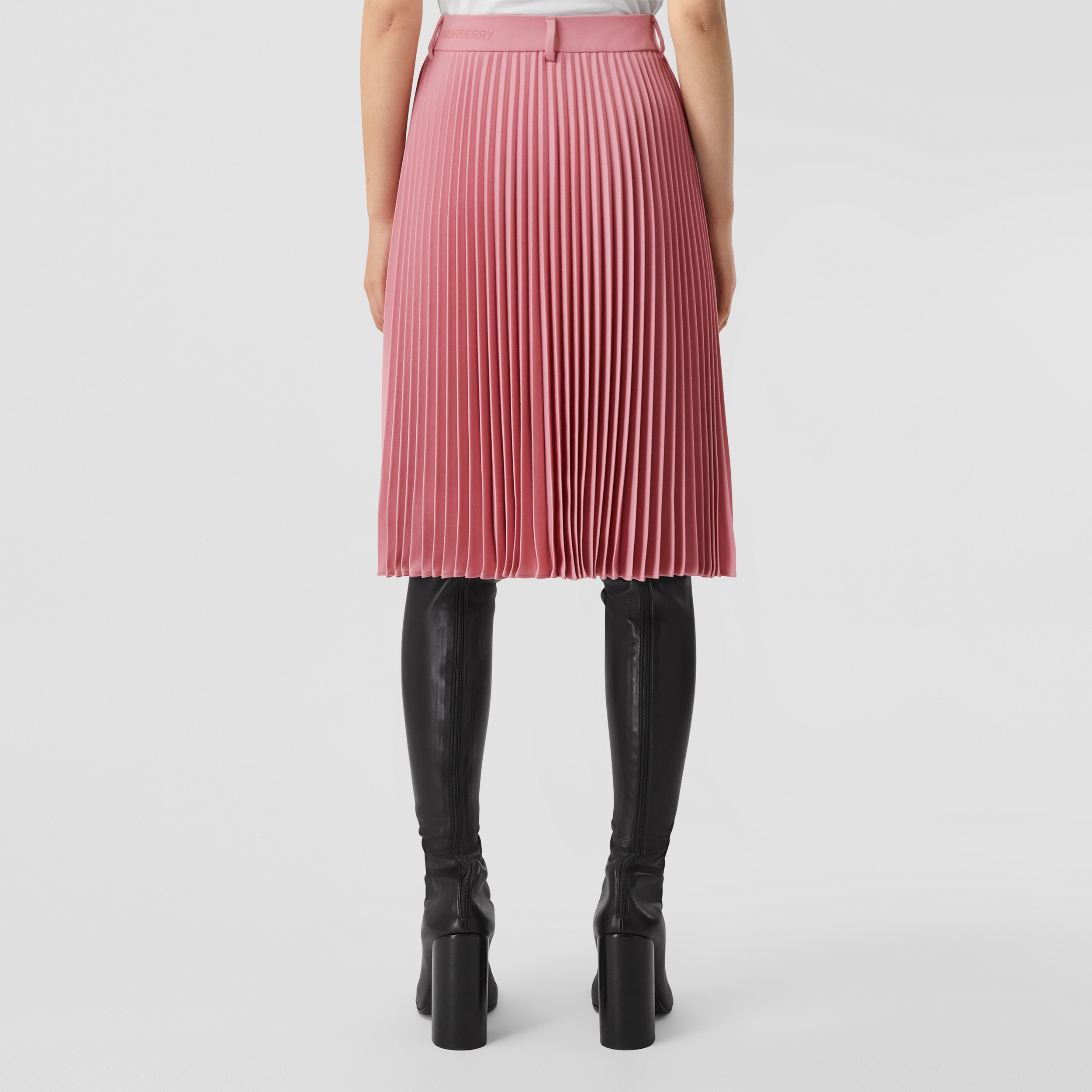 Pantalones cortos en lana grain de poudre con paneles plisados (Rosa Rubor) - Mujer | Burberry® oficial - 3