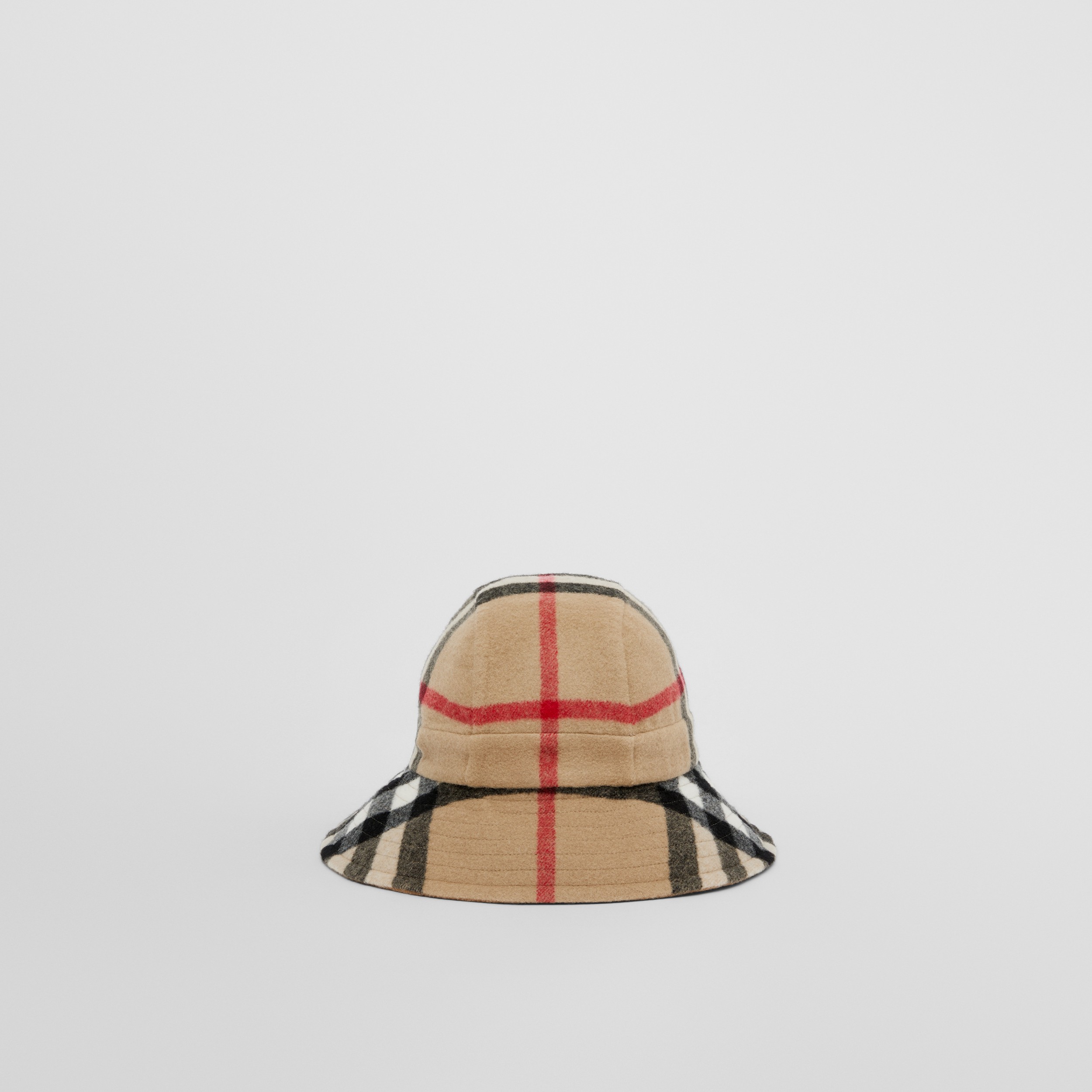 Exaggerated Check Wool Bucket Hat in Archive Beige | Burberry® Official - 1
