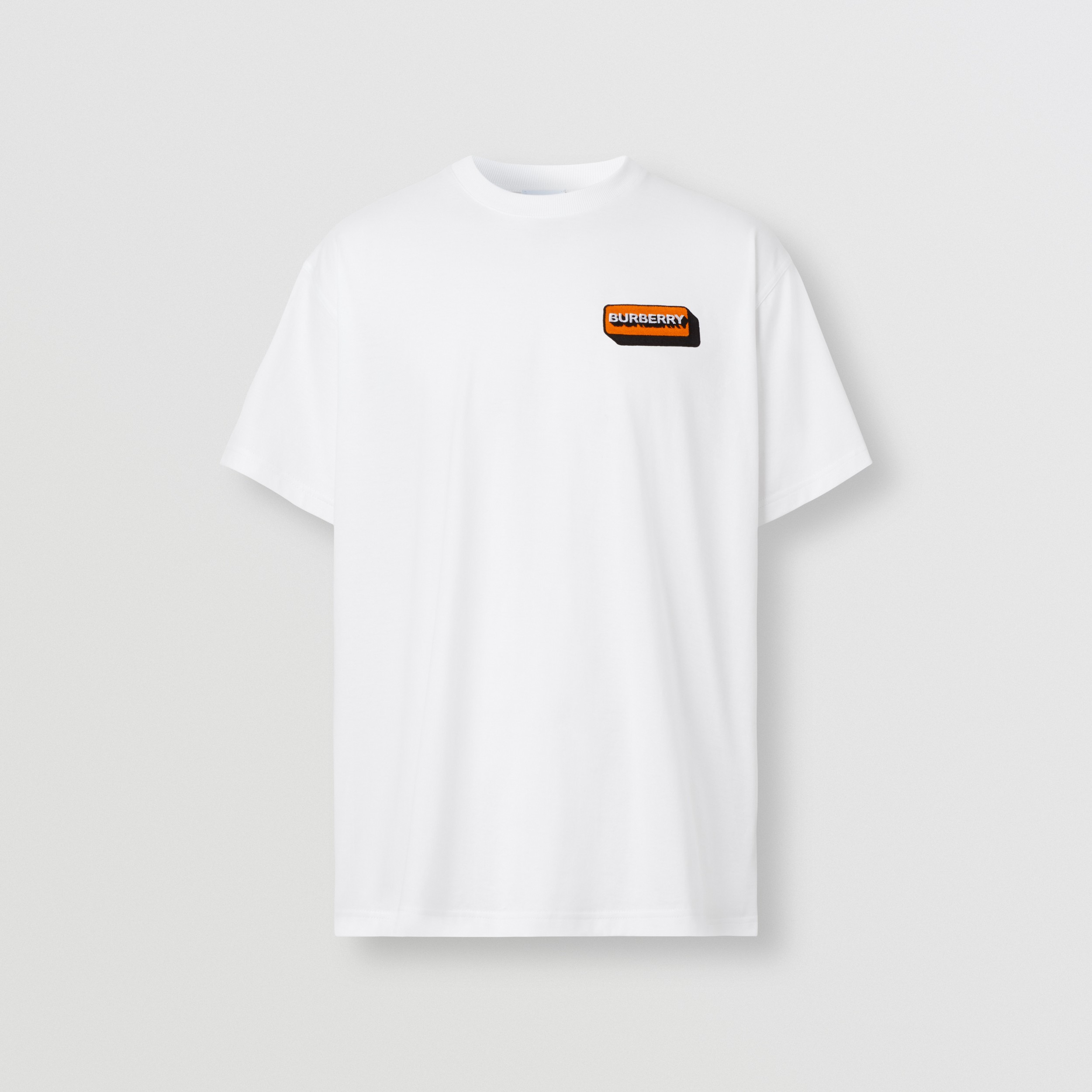 Logo Appliqué Cotton Oversized T-shirt in White - Men | Burberry® Official - 4