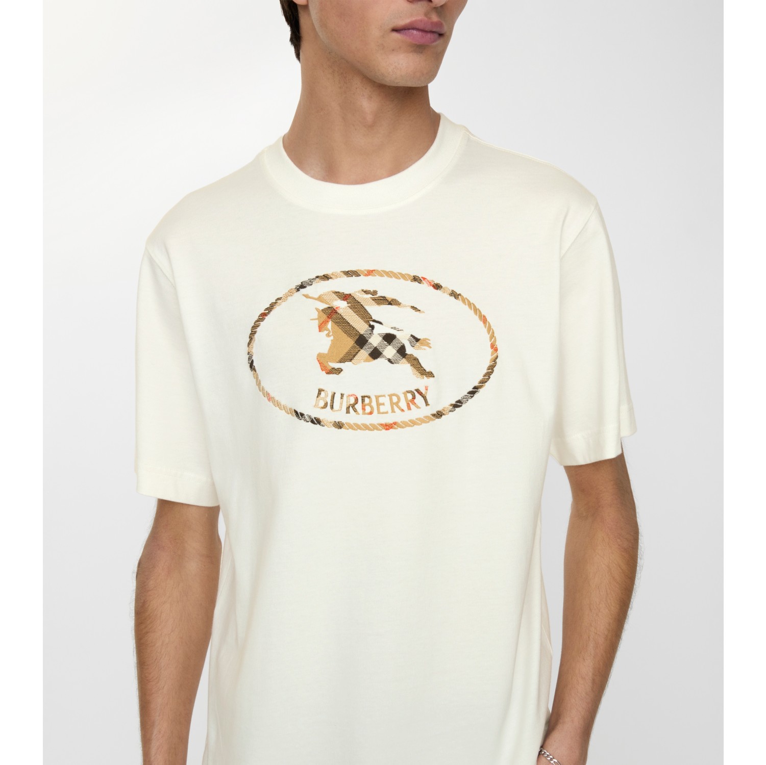 Check Knight Stamp Cotton T-shirt in Chalk white - Men | Burberry