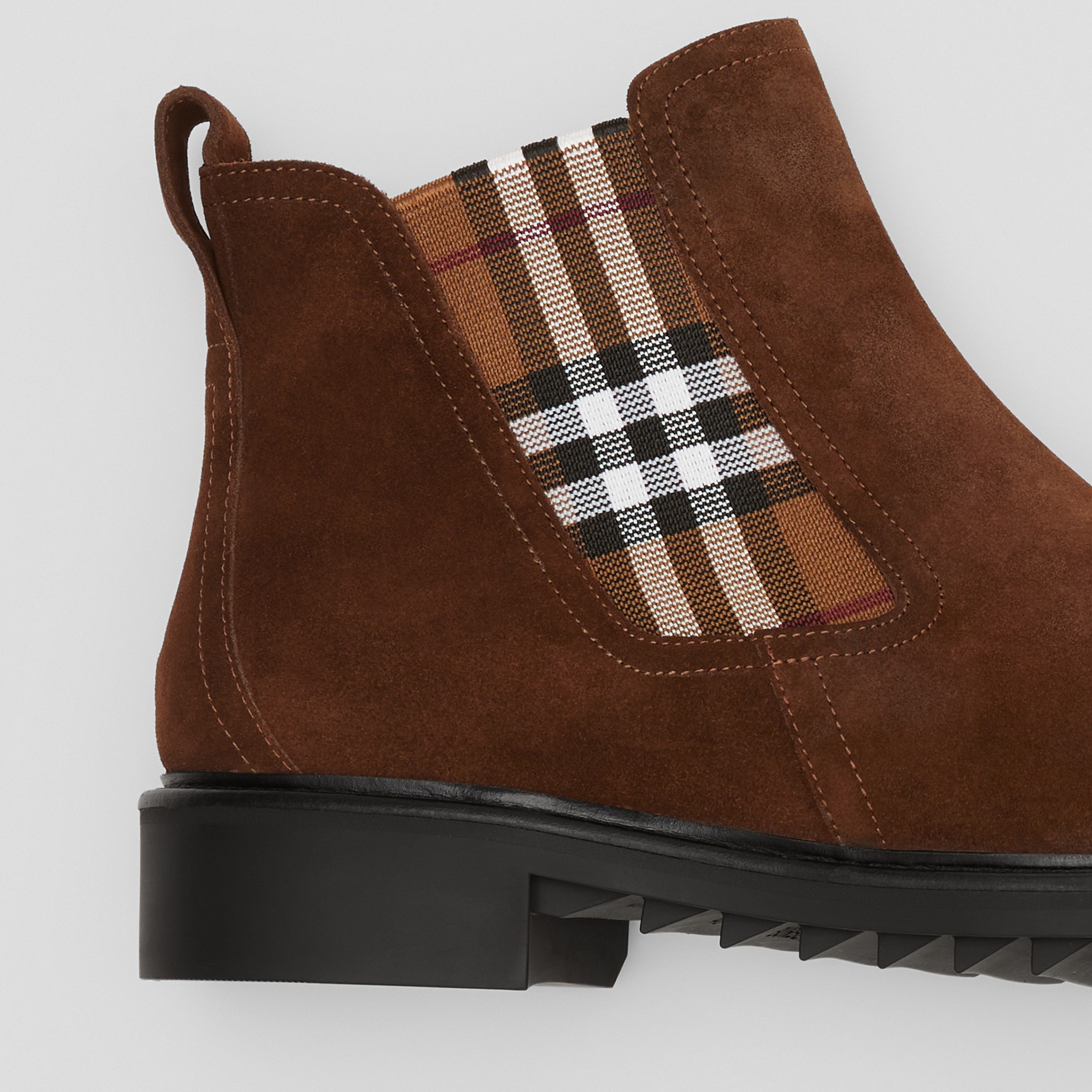 Vintage Check Detail Suede Chelsea Boots in Brown - Men | Burberry® Official - 2