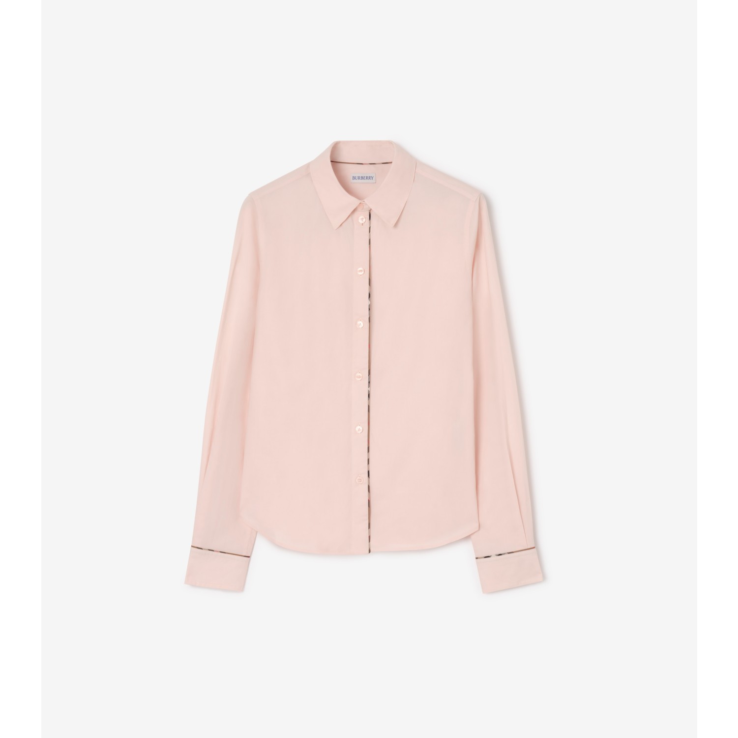 Check Trim Cotton Shirt