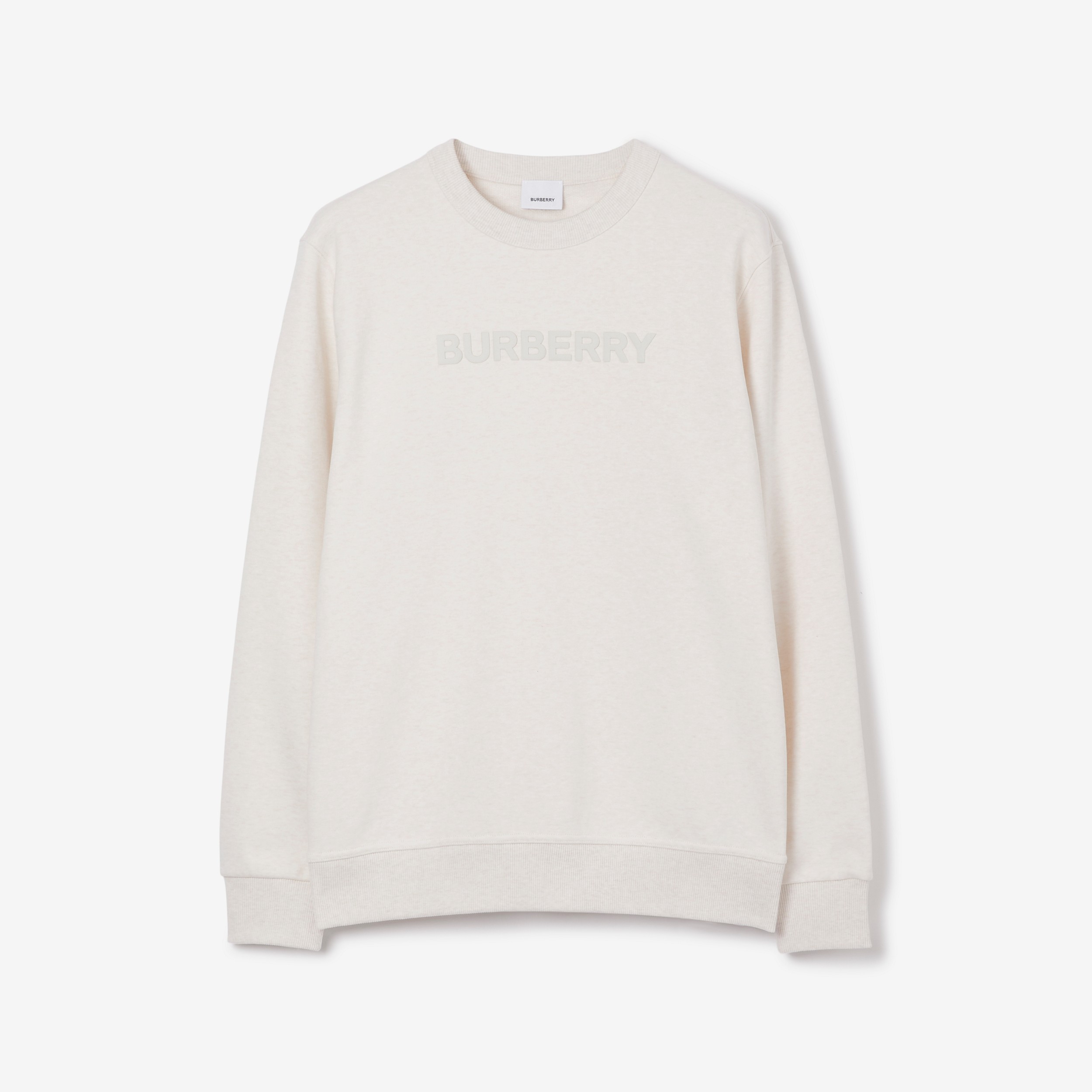 Logo Print Cotton Sweatshirt in Oatmeal Melange - Men | Burberry® Official - 1
