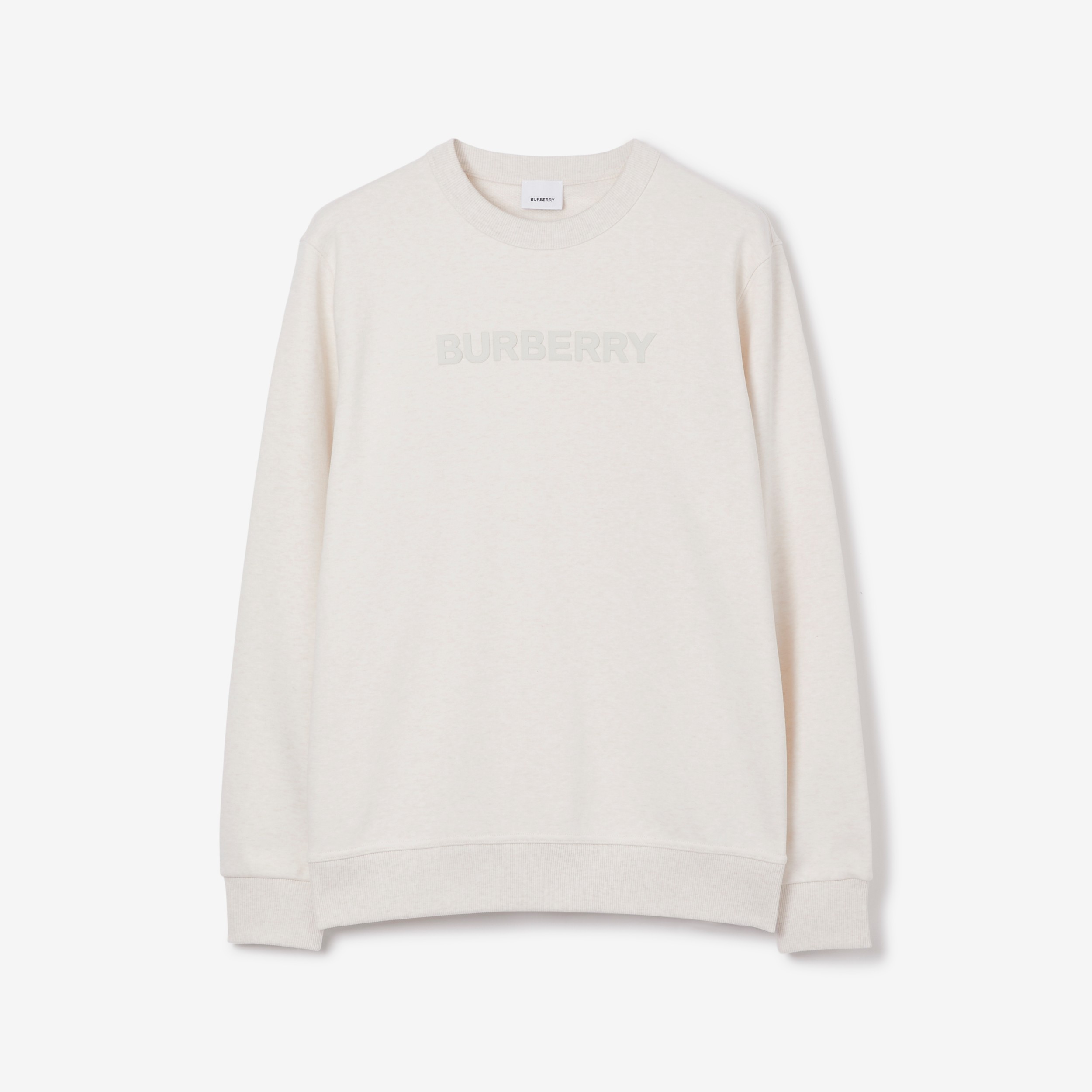 Logo Print Cotton Sweatshirt in Oatmeal Melange - Men | Burberry® Official