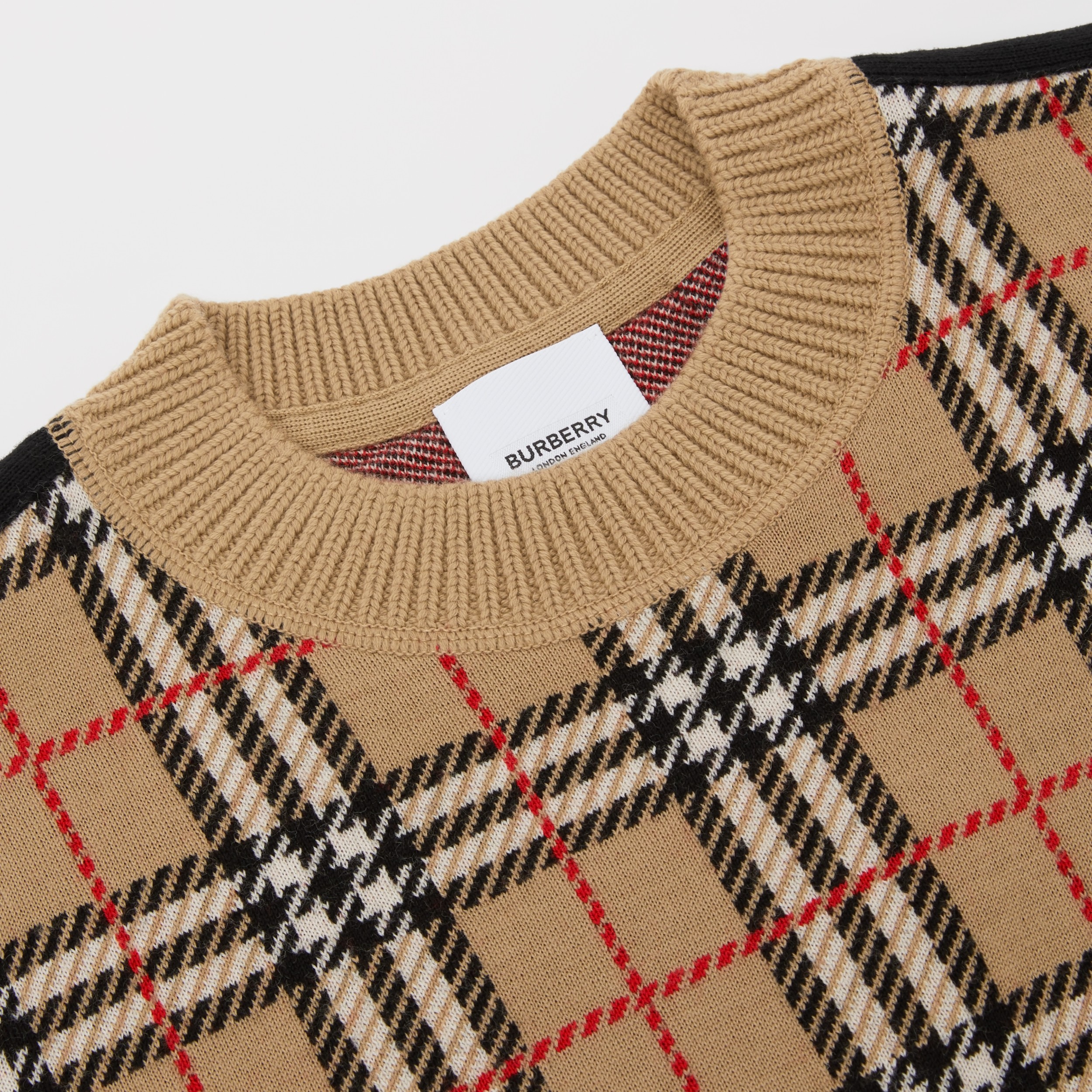 Check Merino Wool Jacquard Sweater in Archive Beige | Burberry United ...