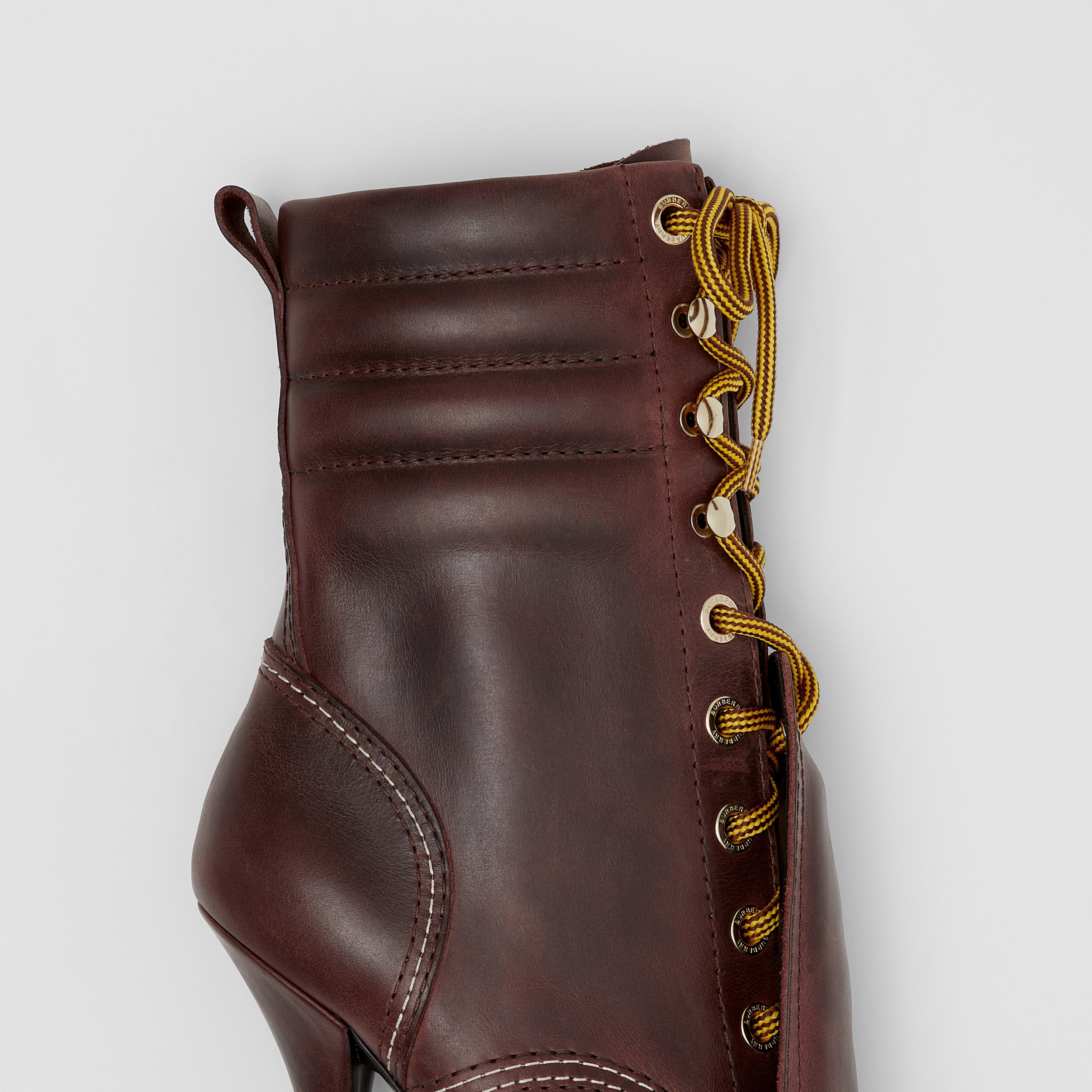 Lace Guard Detail Leather Boots in Dark Rust - Women | Burberry® Official - 2