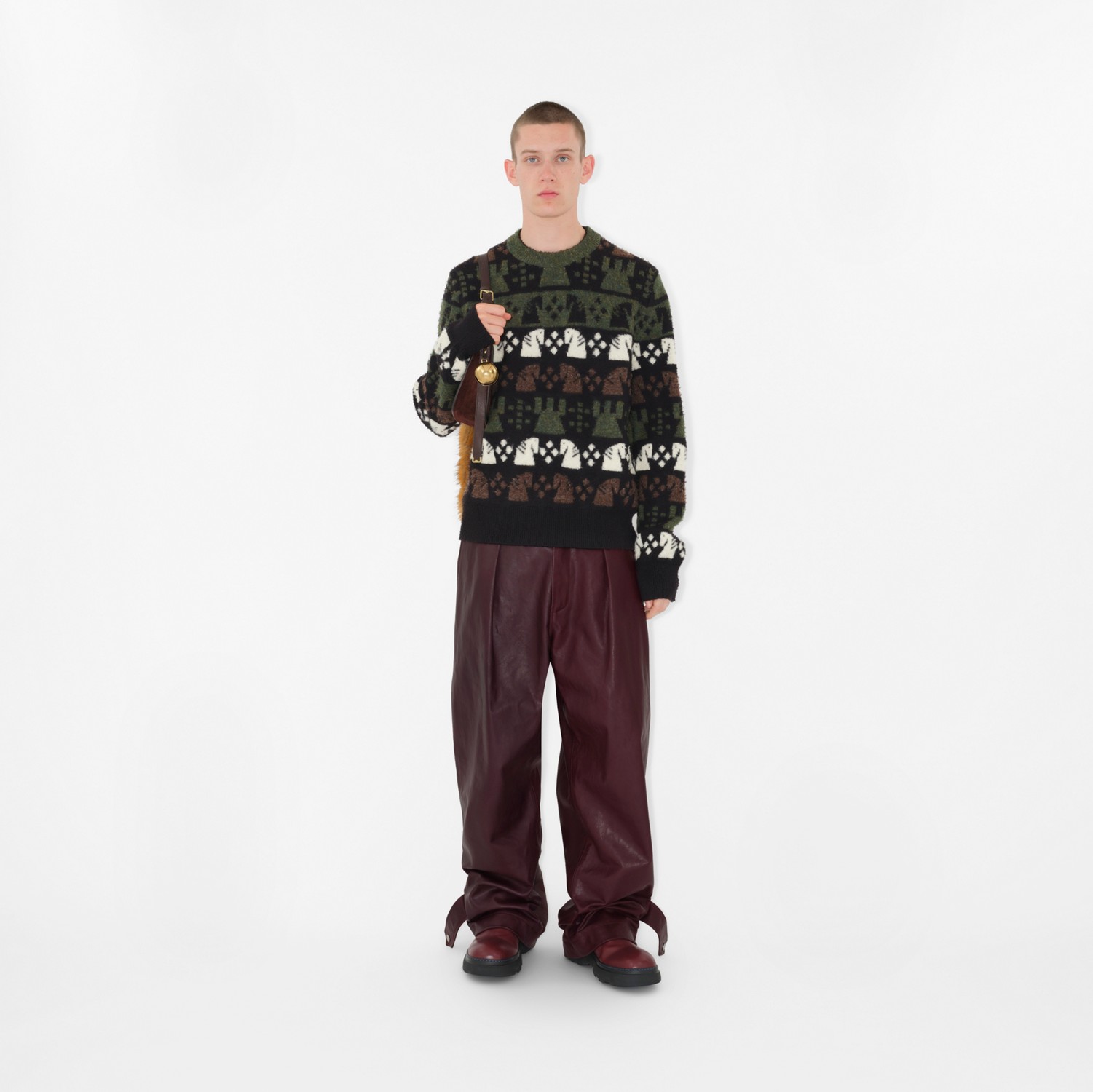 Wollmisch-Pullover mit Schachfiguren-Muster