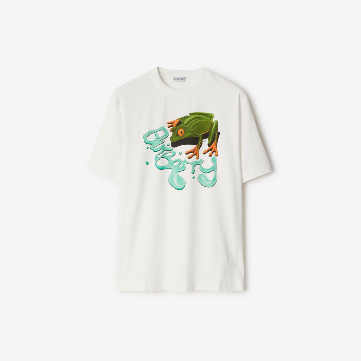 Shop Burberry Frog Cotton T-shirt In Salt