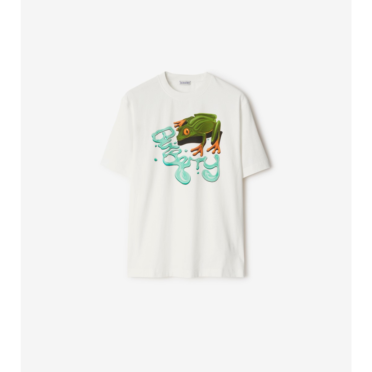 Shop Burberry Frog Cotton T-shirt In Salt
