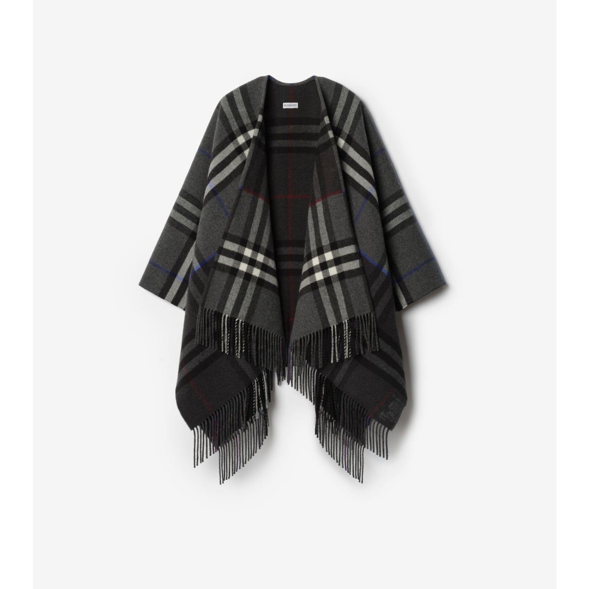  Check Contrast Cashmere Wool Cape