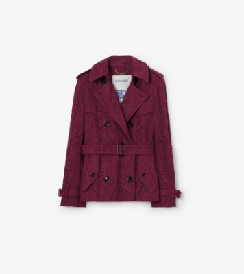 Short Paisley Lace Foxfield Trench Coat in Allium purple - Women
