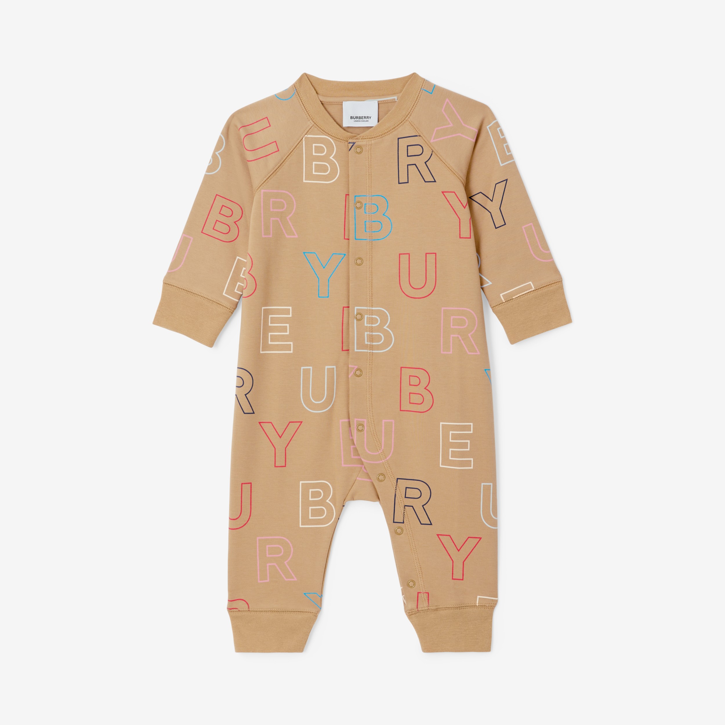 Logo Print Stretch Cotton Jumpsuit – Online Exclusive in Archive Beige - Children | Burberry® Official - 1