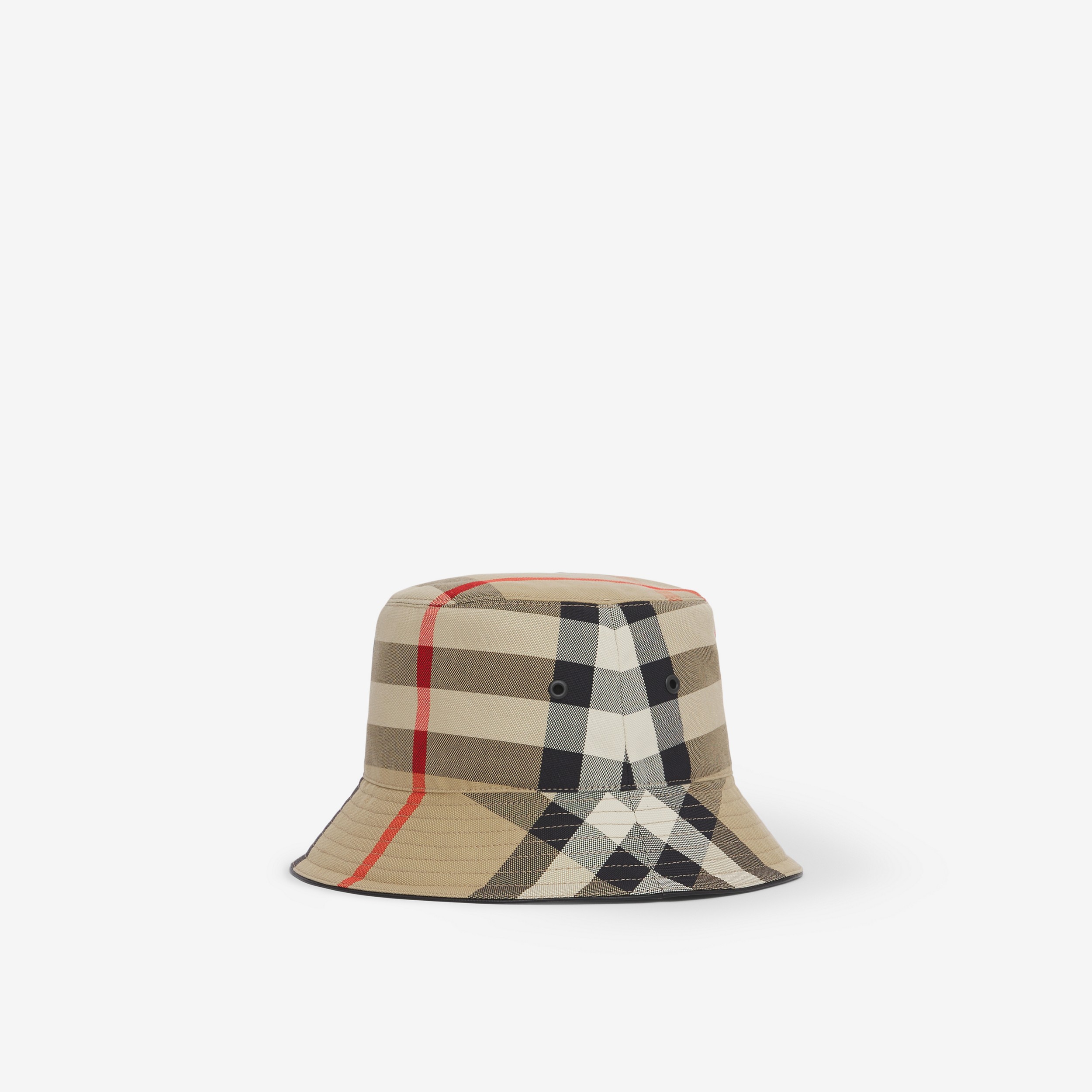 Exaggerated Check Cotton Bucket Hat in Archive Beige | Burberry® Official - 2