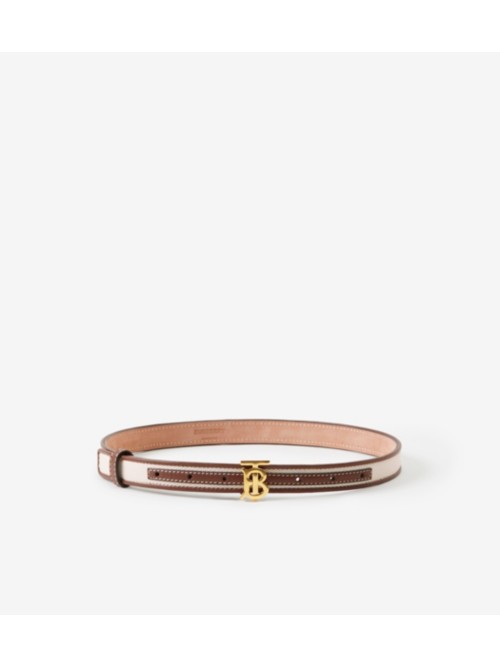 Shop Burberry Canvas And Leather Tb Belt In Natural/tan