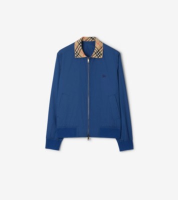 Gabardine Glenfields Harrington Jacket in Maritime blue - Men, Cotton | Burberry® Official
