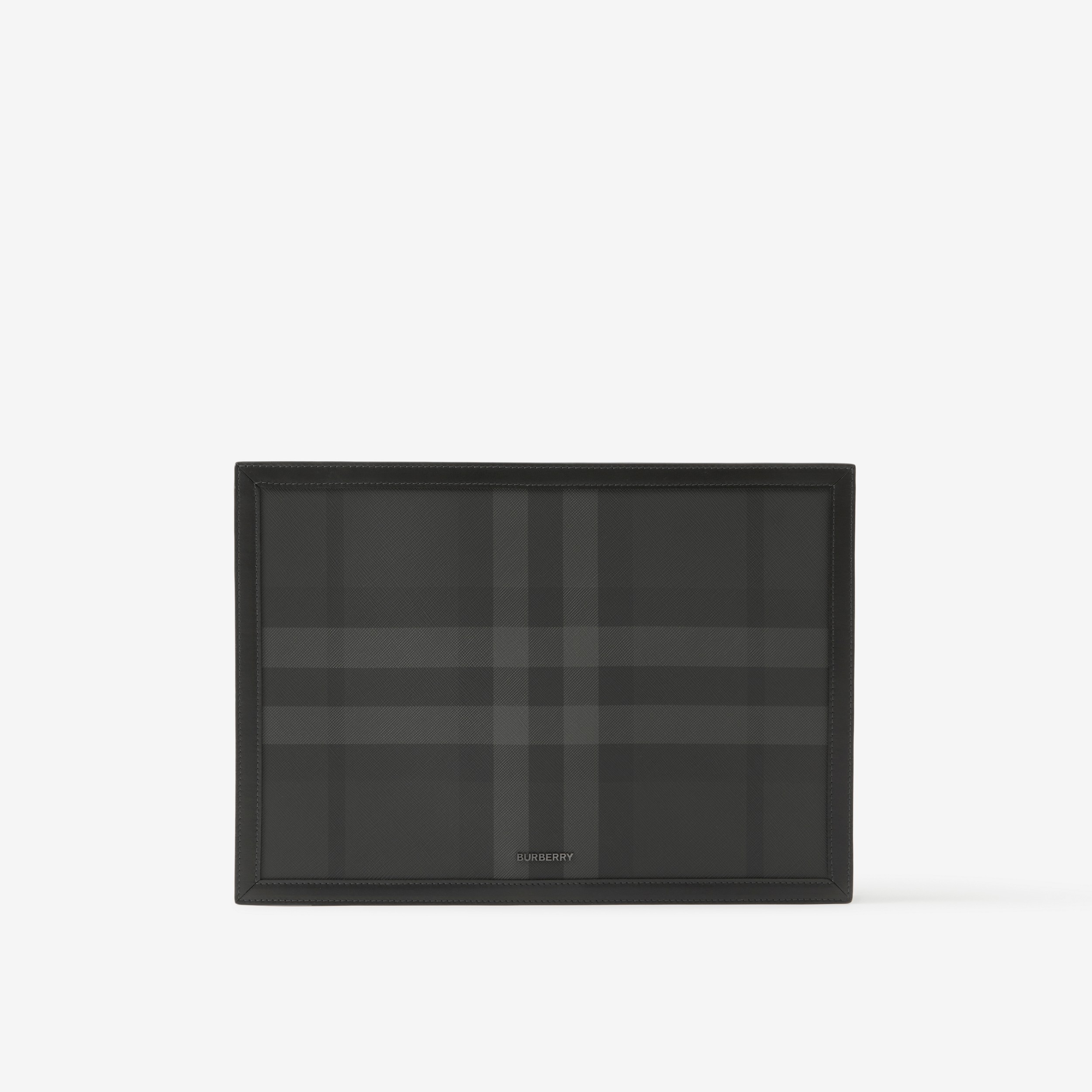 Check Zip Pouch in Charcoal - Men | Burberry® Official - 1