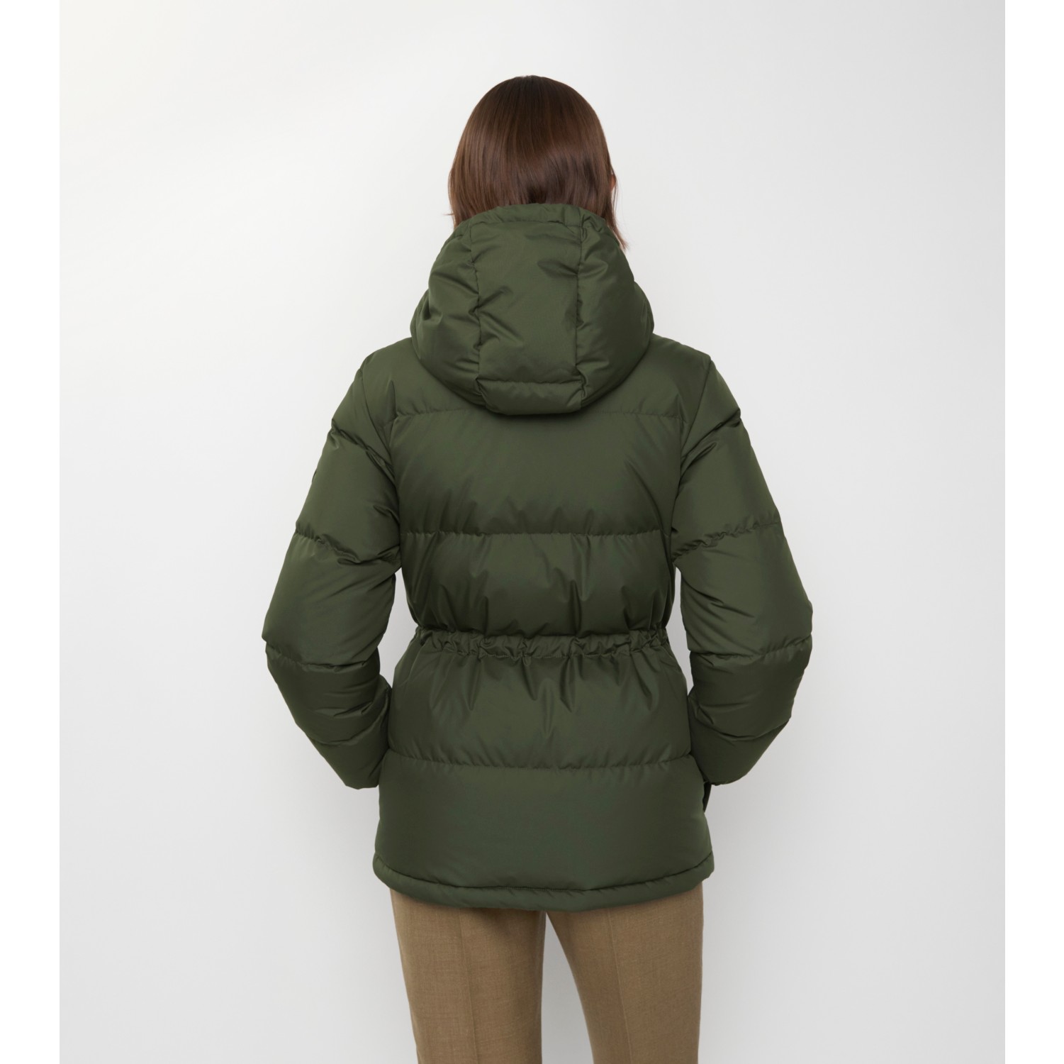 Check Trim Nylon Hooded Puffer Jacket in Shale green - Women | Burberry® Official
