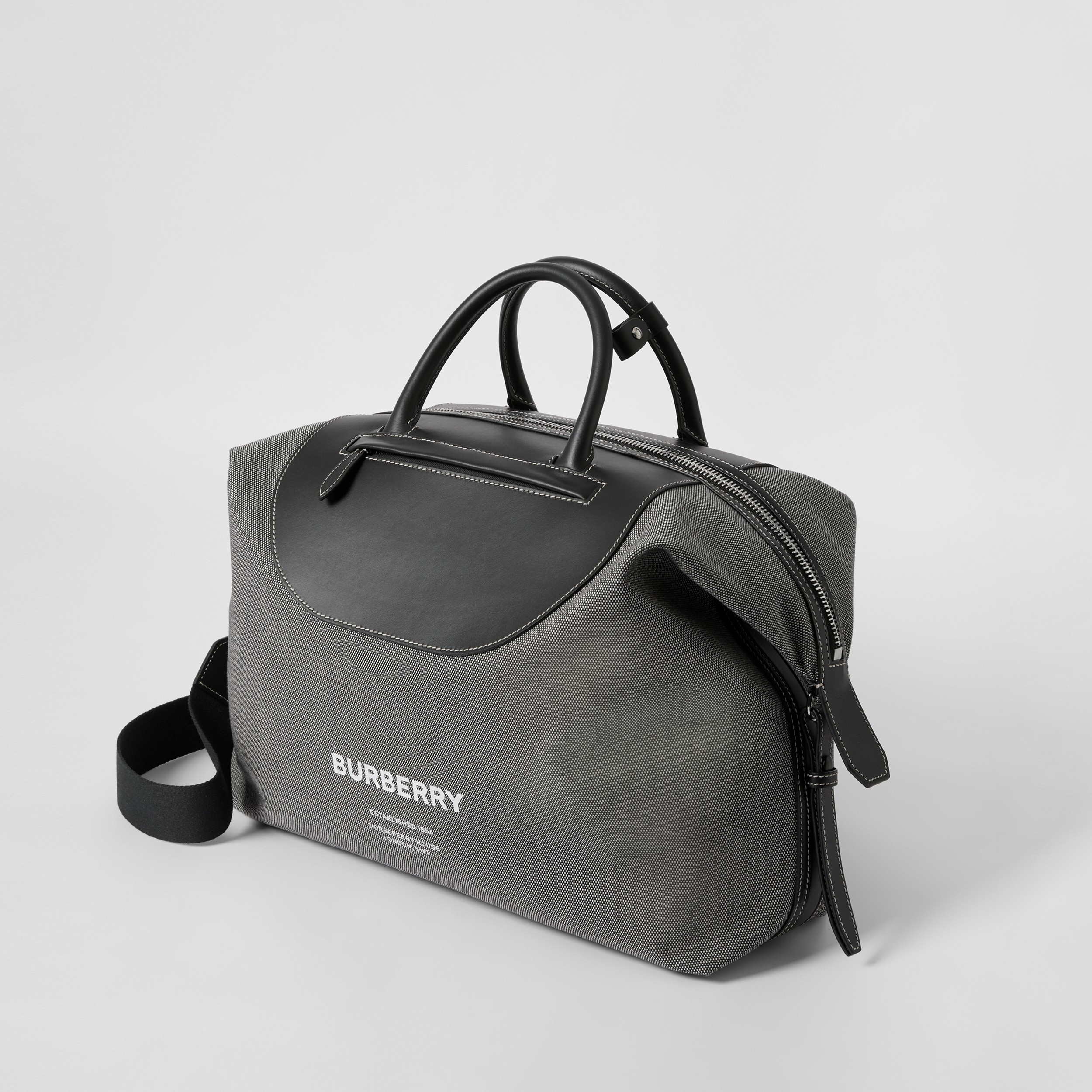 Horseferry Print Canvas and Leather Holdall in Black/grey - Men | Burberry® Official - 4