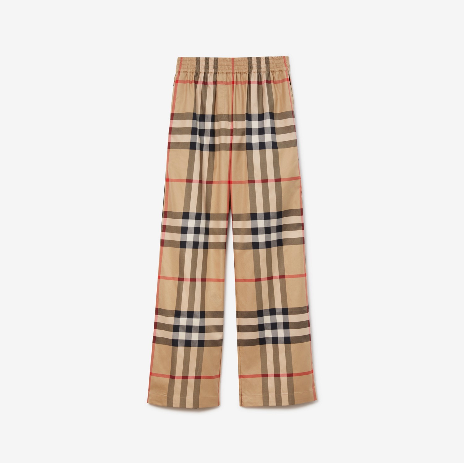 Pantalon en sergé de coton Check (Beige D'archive) - Femme | Site officiel Burberry®