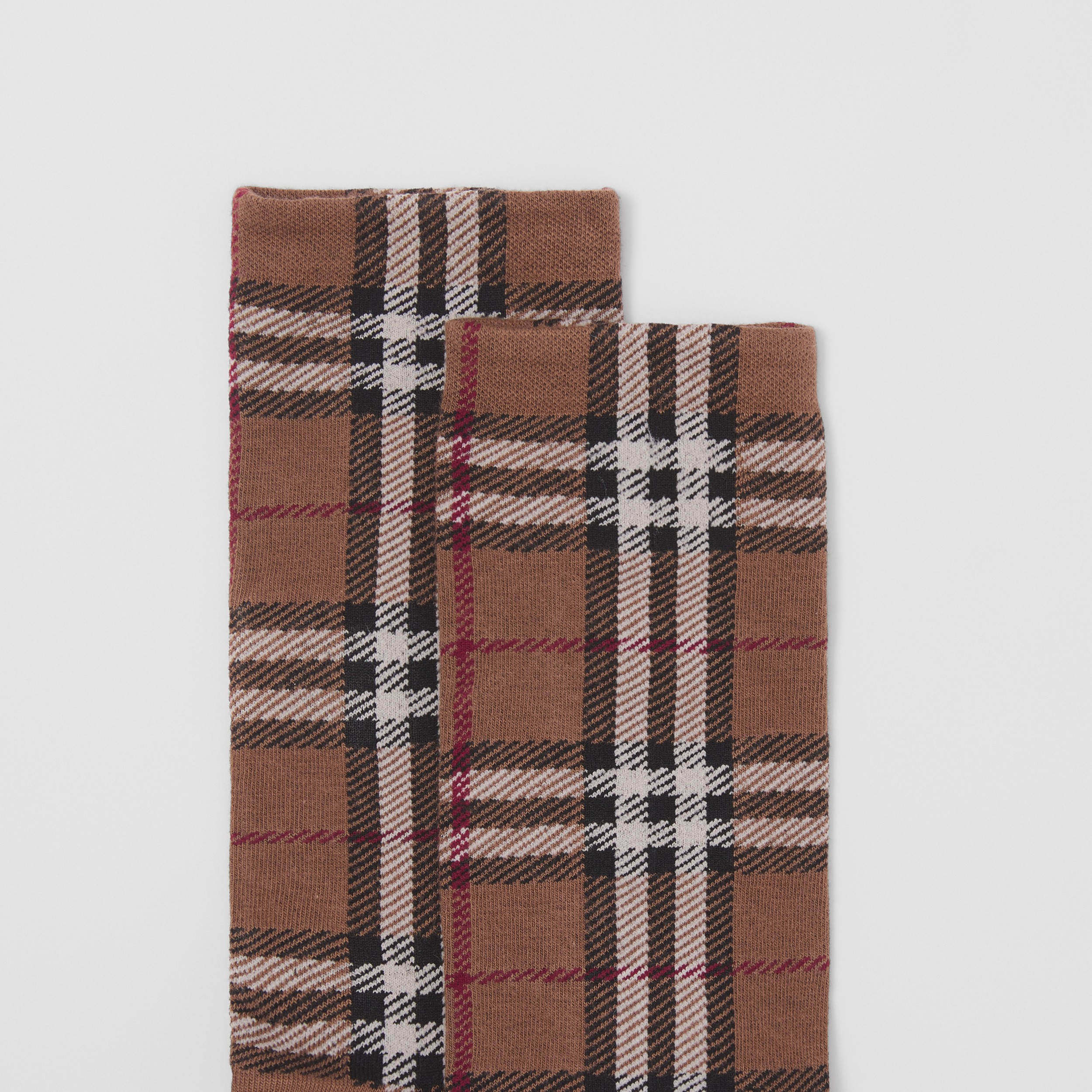 Vintage Check Intarsia Cotton Cashmere Blend Socks in Dark Birch Brown | Burberry® Official - 2