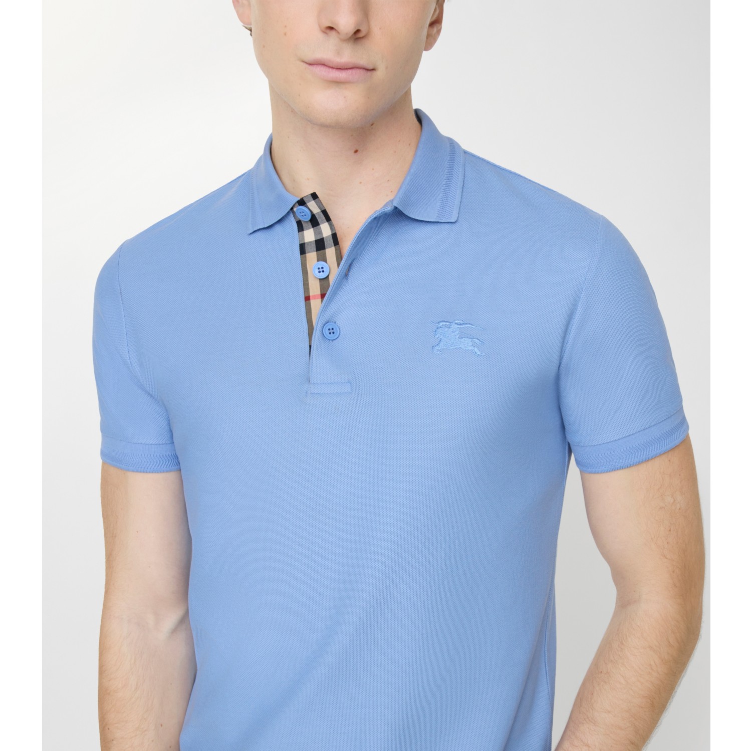 Cotton Polo Shirt in Cornflower blue - Men | Burberry® Official