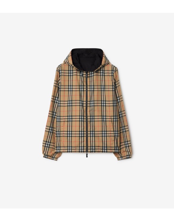 Reversible Check Hooded Jacket