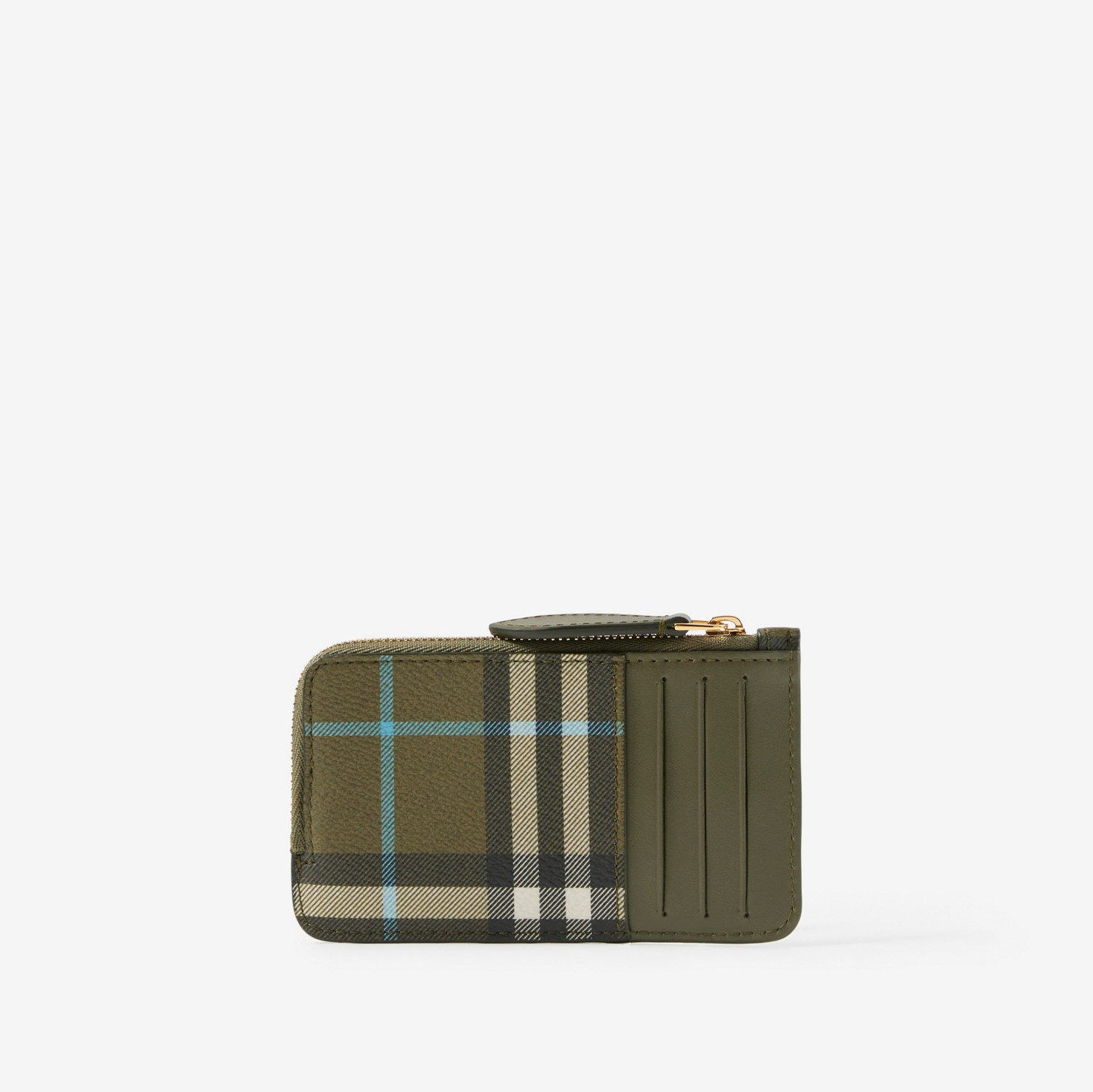 Porte-cartes zippé en cuir et Check (Vert Olive) - Femme | Site officiel Burberry®