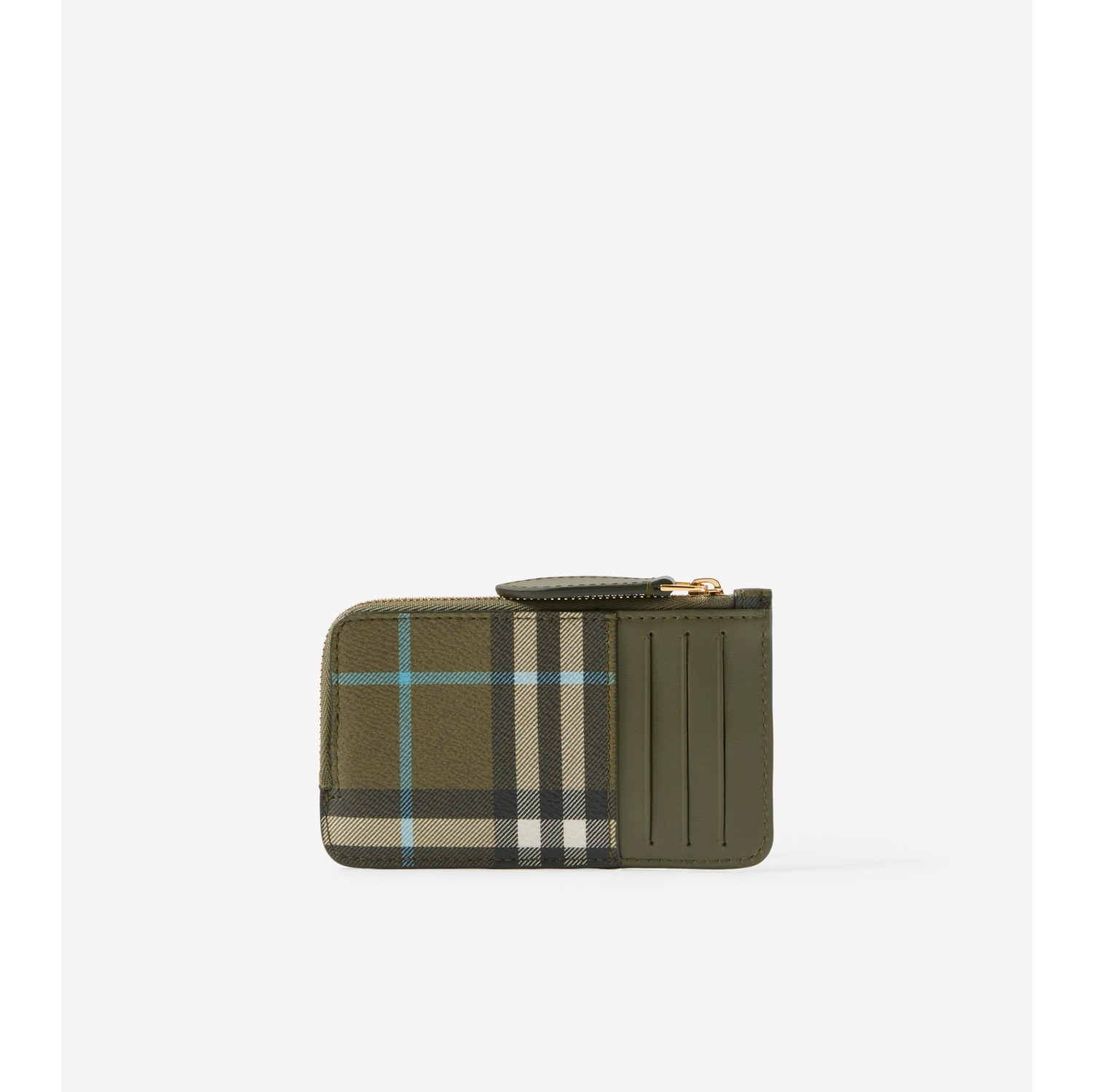 Check Zip Card Case in Olive green - Women | Burberry® Official