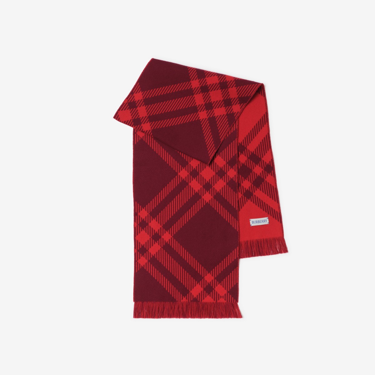 Burberry Childrens Check Wool Scarf In Red