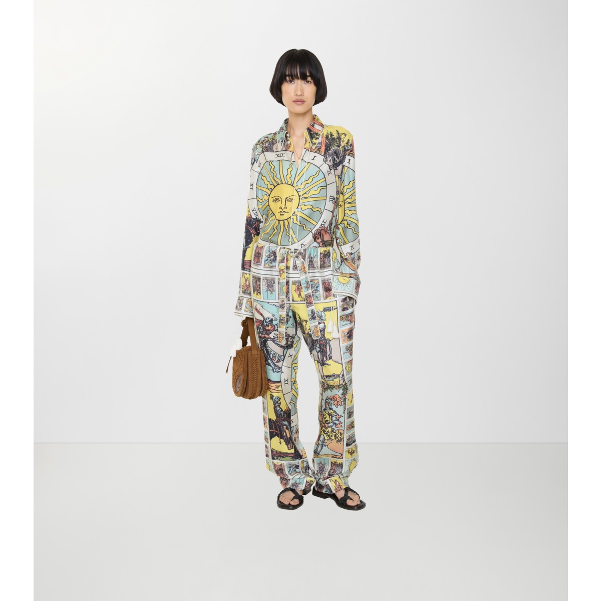  Printed Tarot Silk Pyjama Trousers