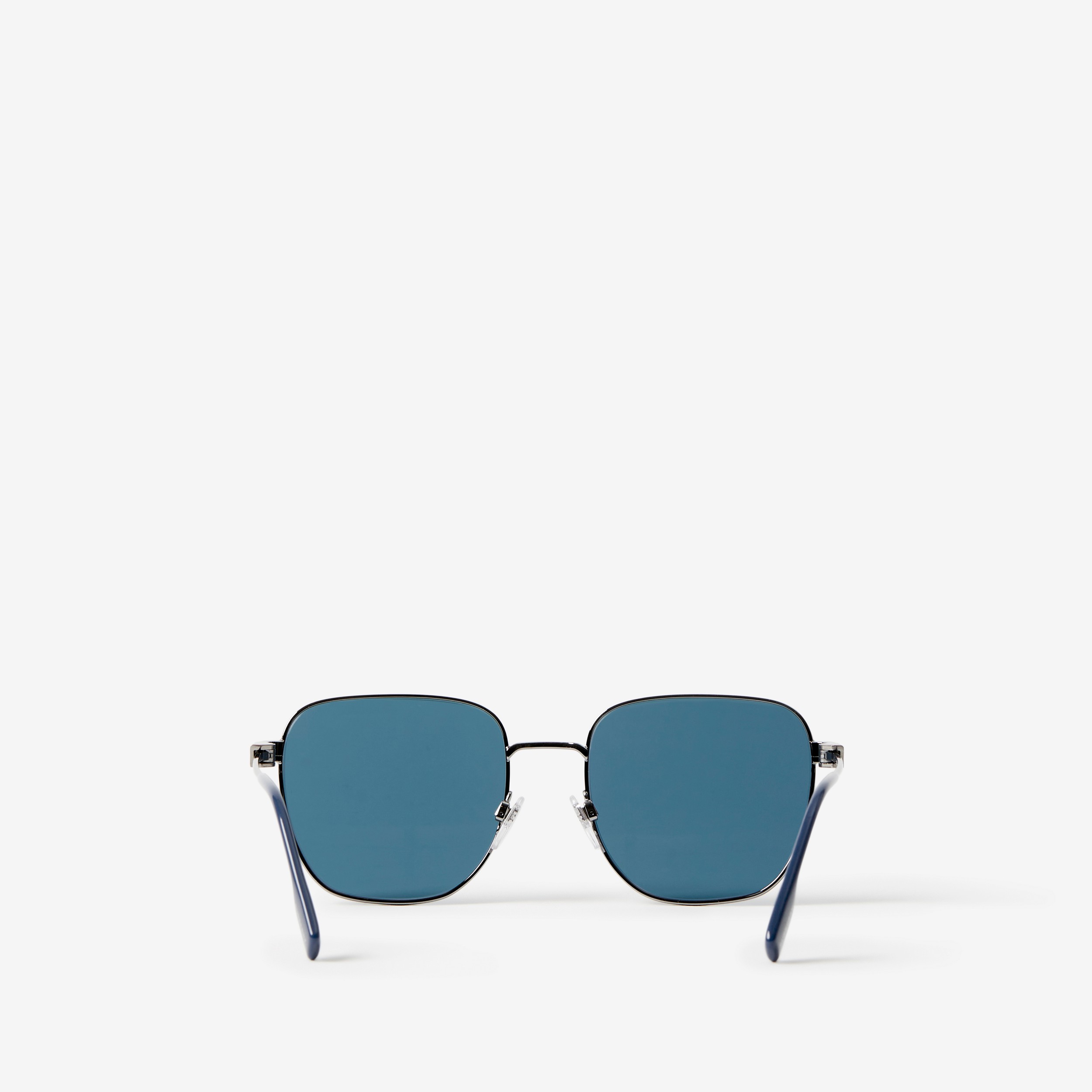 Stripe Detail Square Frame Sunglasses in Gunmetal Grey | Burberry® Official - 3
