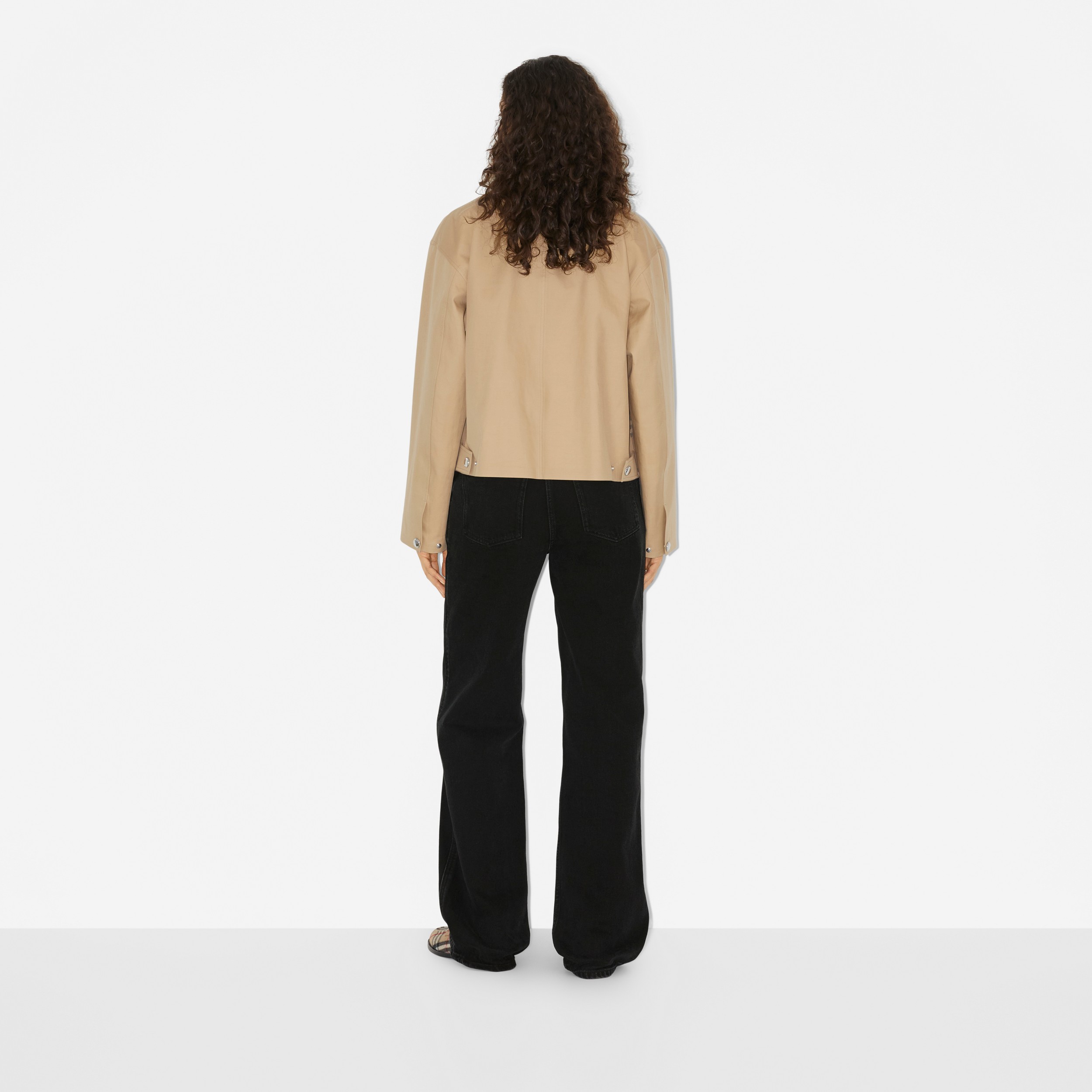 Jaqueta de algodão com recorte em Check (Mel/bege Clássico) - Mulheres | Burberry® oficial - 4