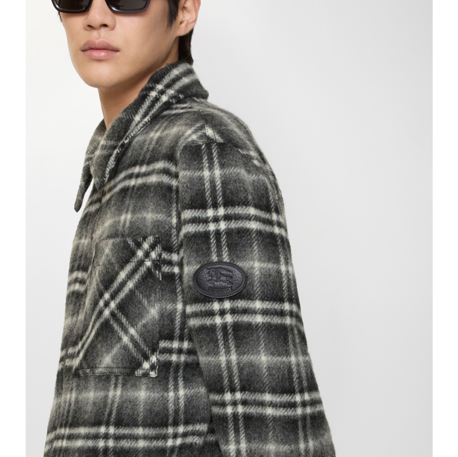 Check Wool Overshirt in Chess black/bass grey - Men | Burberry® Official