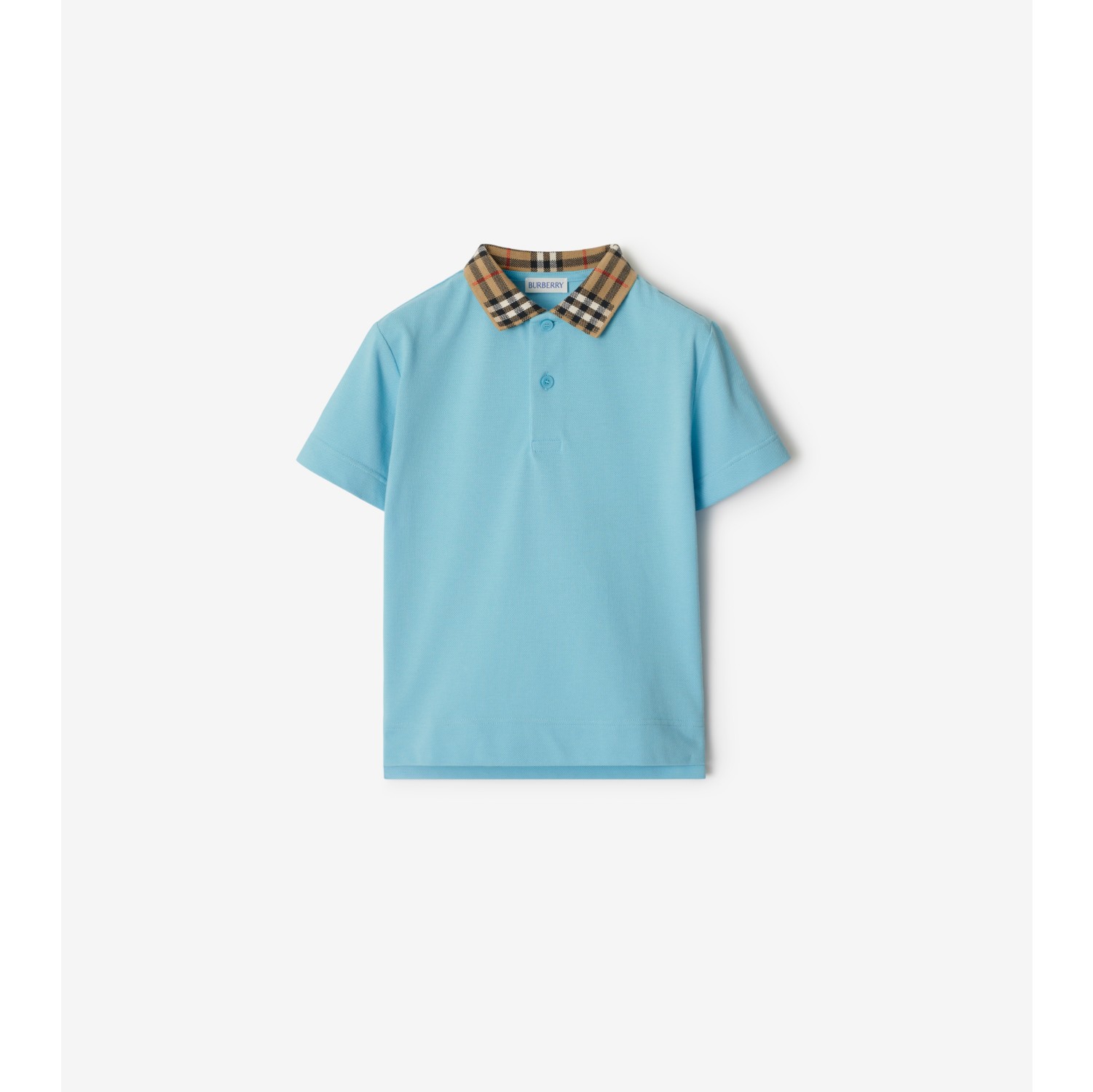 Check Collar Cotton Polo Shirt