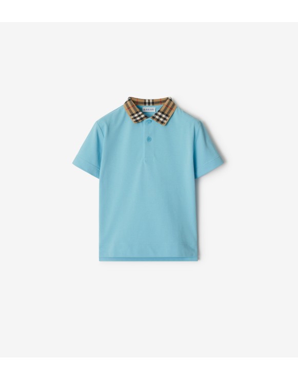 Check Collar Cotton Polo Shirt