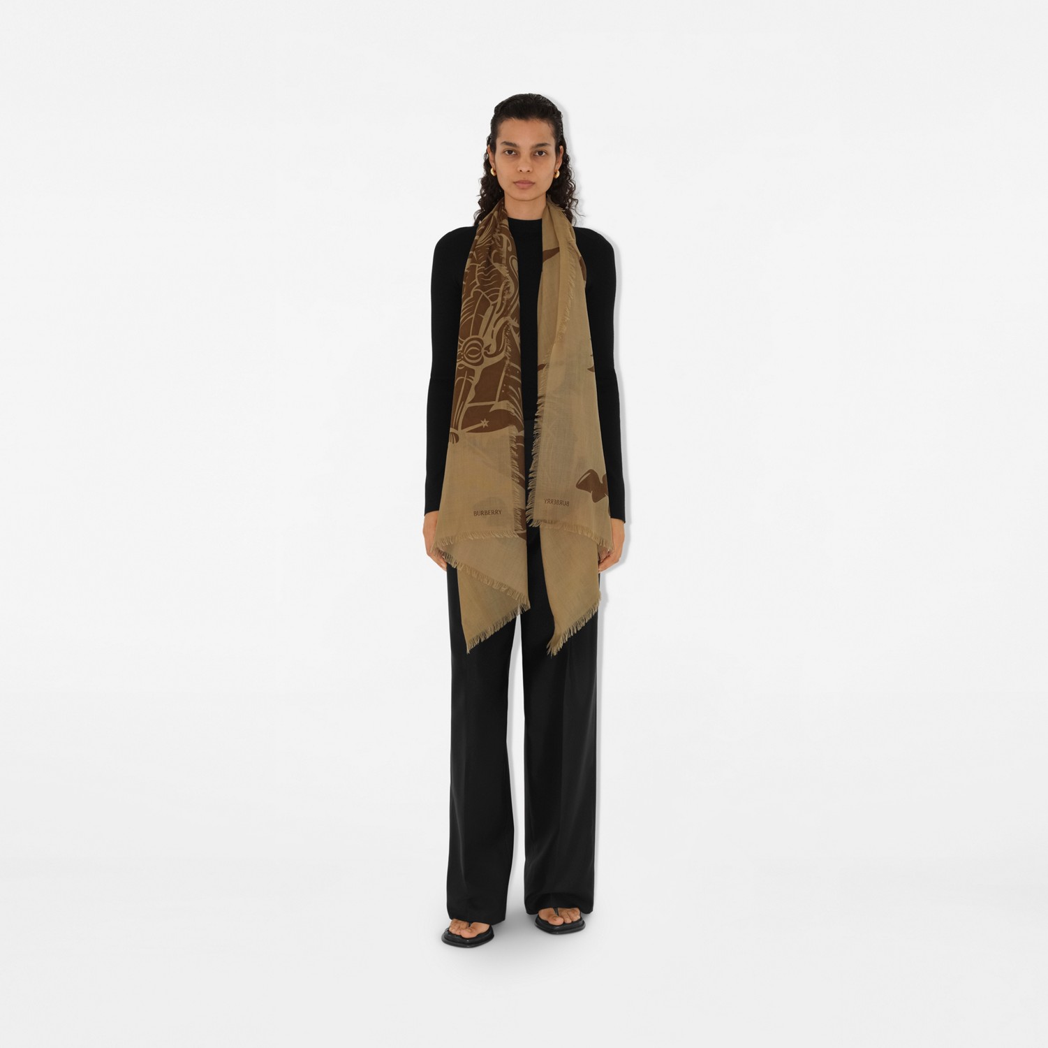 EKD Wool Scarf in Maple | Burberry® Official EKD Wool Scarf in Maple | Burberry® Official