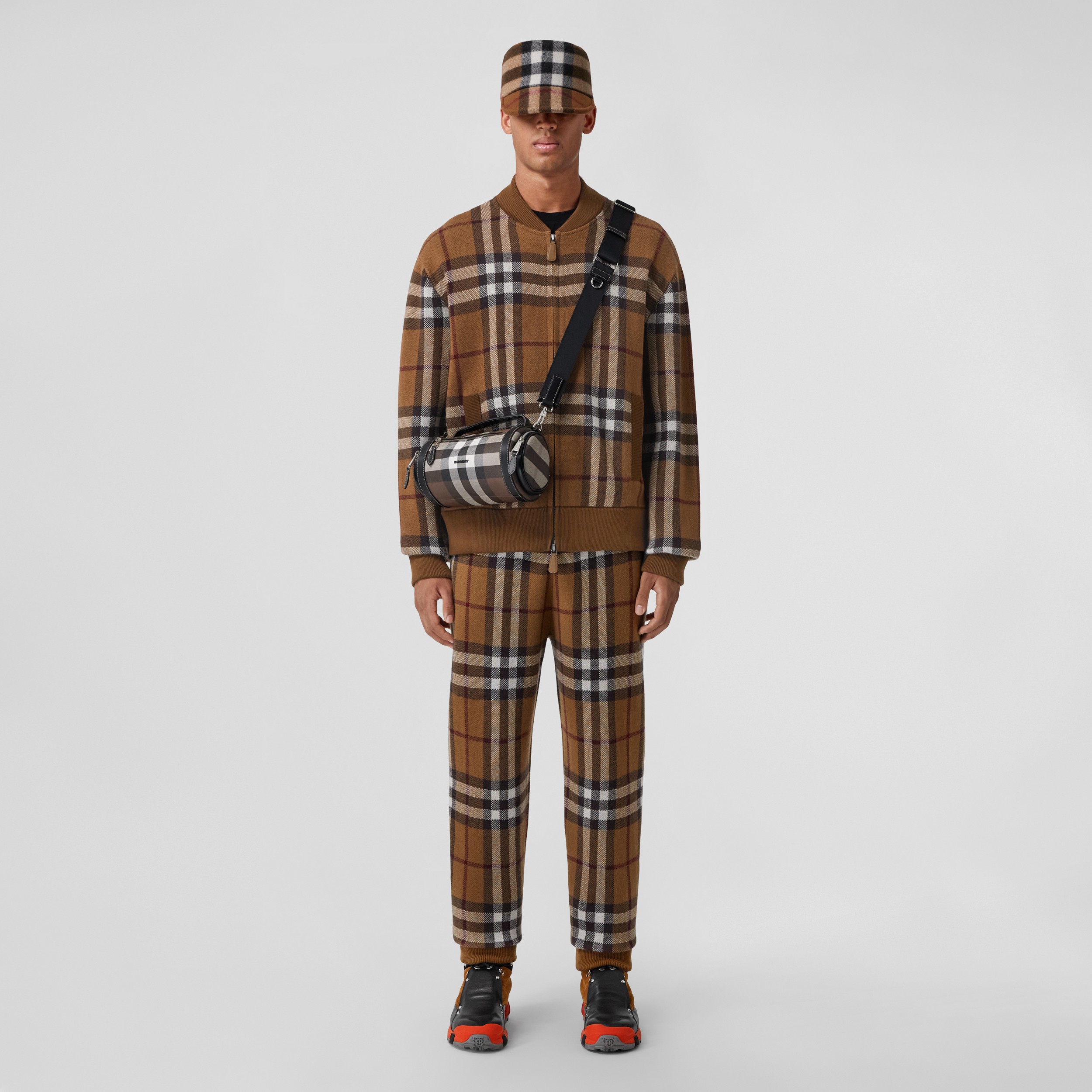 Check Cashmere Jogging Pants in Dark Birch Brown - Men | Burberry® Official - 1