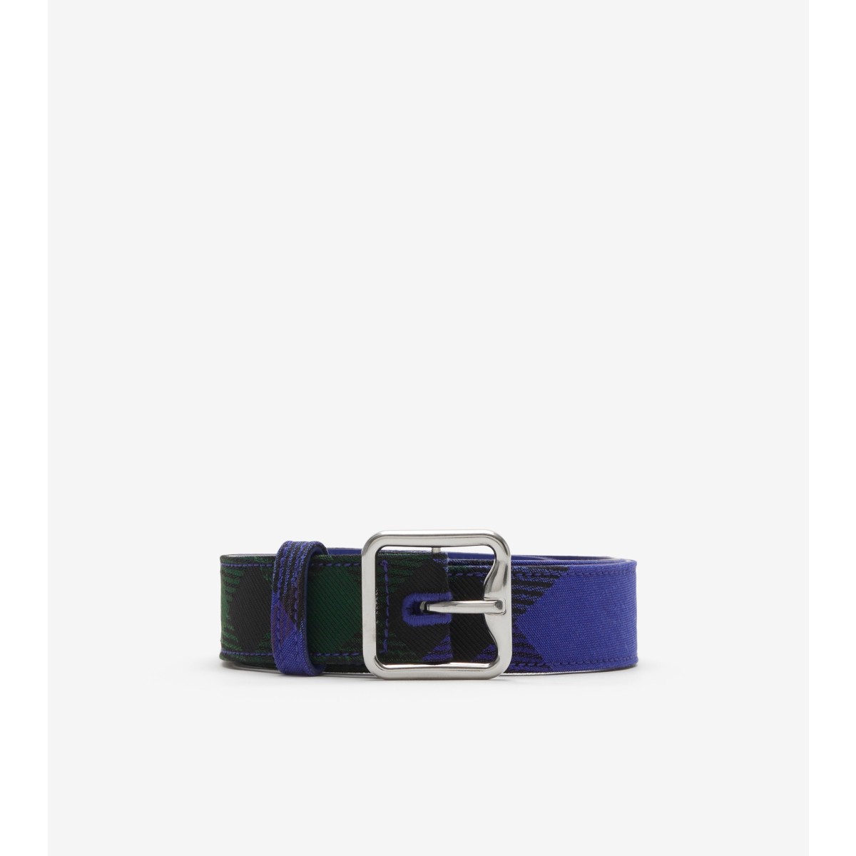 Shop Burberry Check B Buckle Belt In Knight